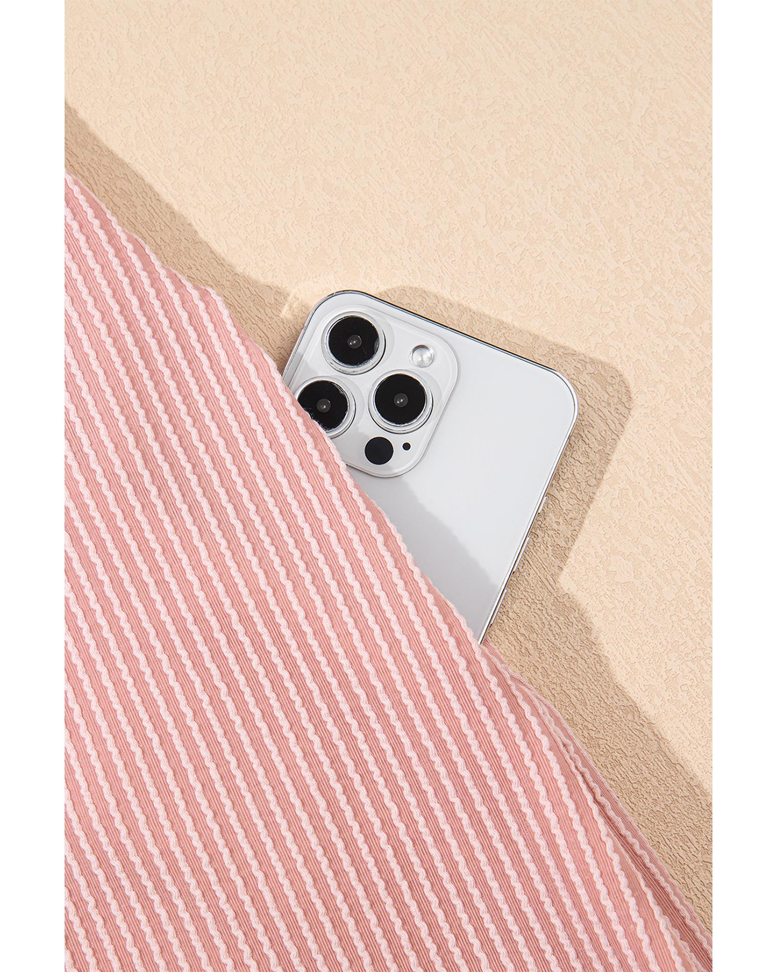 Blossom Corded Knit Crew Neck Puff Sleeve Shift Mini Dress - S