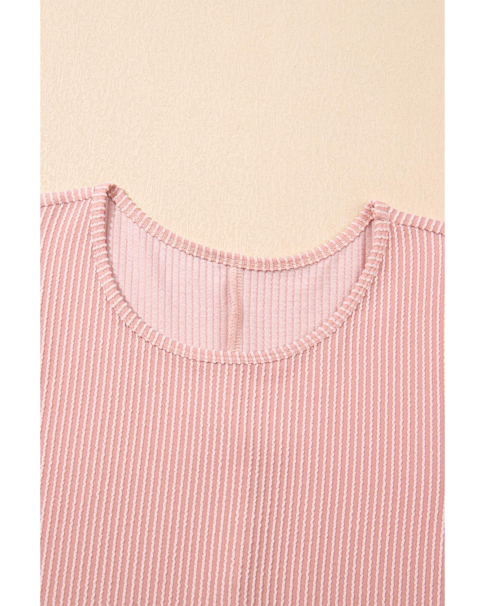 Blossom Corded Knit Crew Neck Puff Sleeve Shift Mini Dress - S