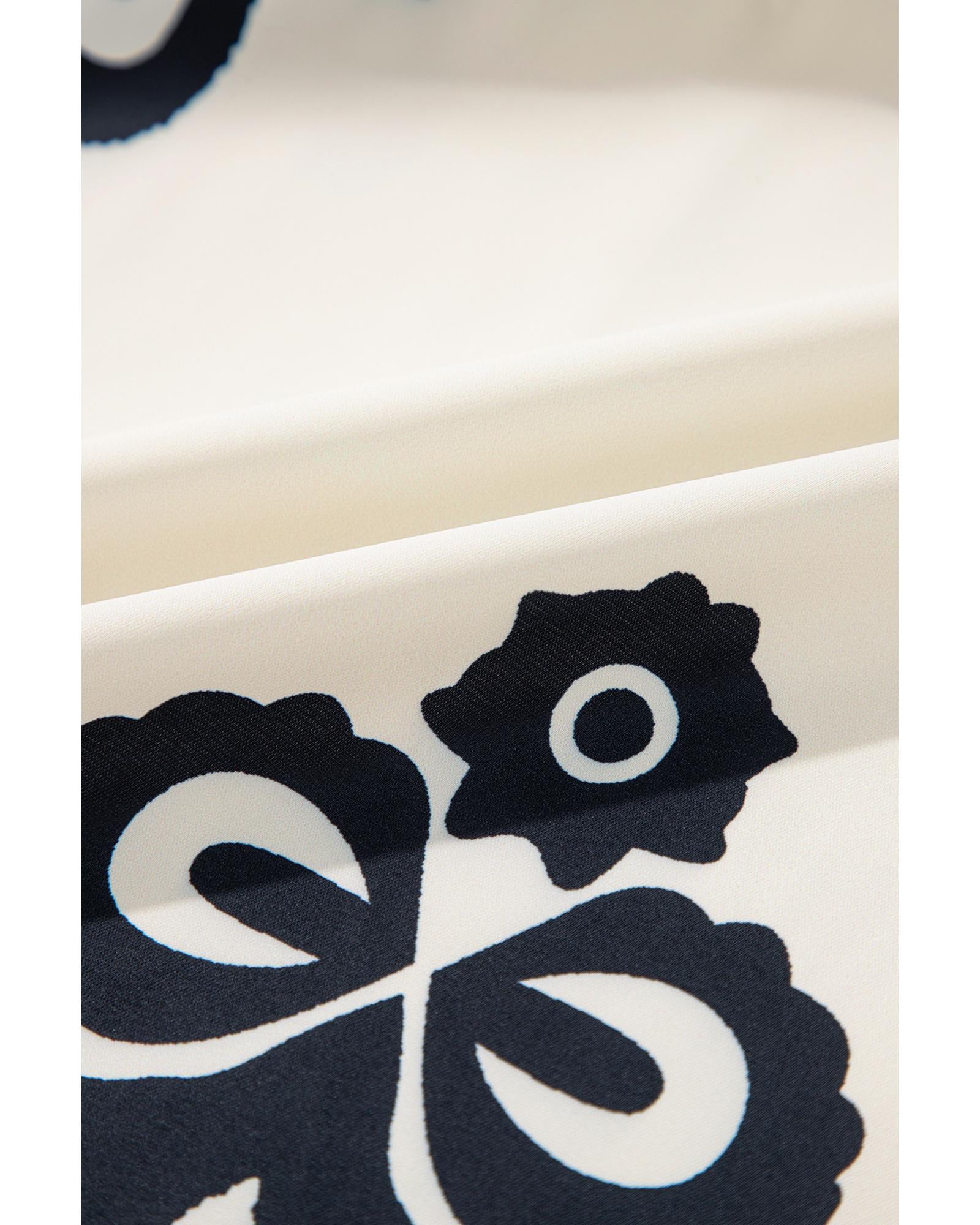 Apricot Western Print Ruffled Short Sleeve Loose Dress - L