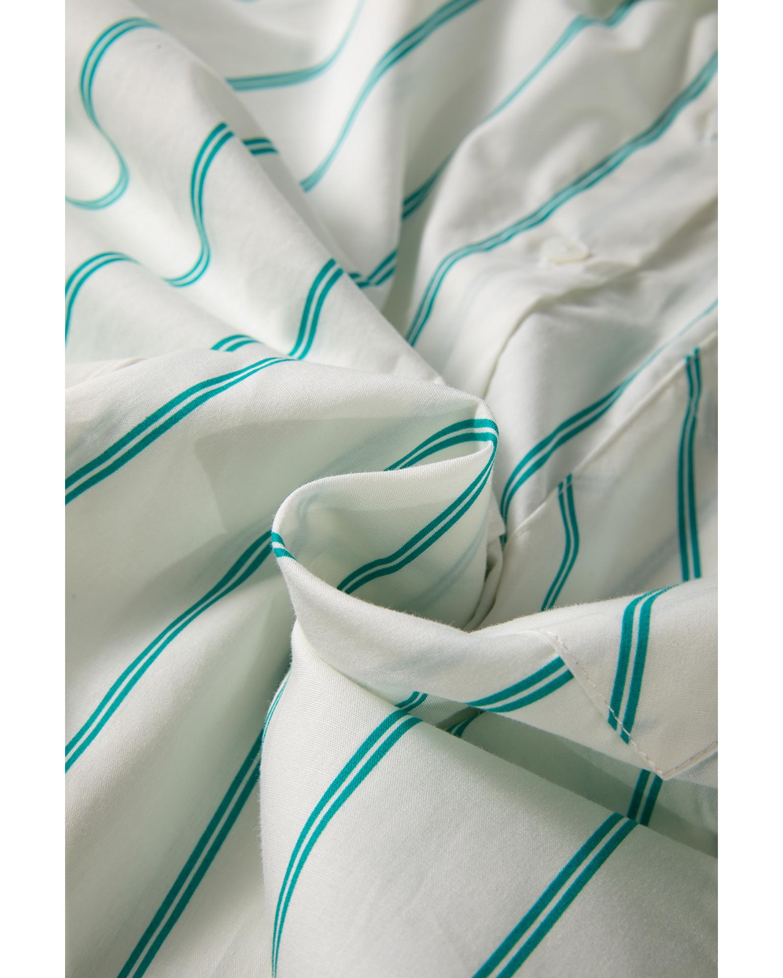 Mint Green St Patricks Striped Wide Short Sleeve Shift Mini Shirt Dress - S