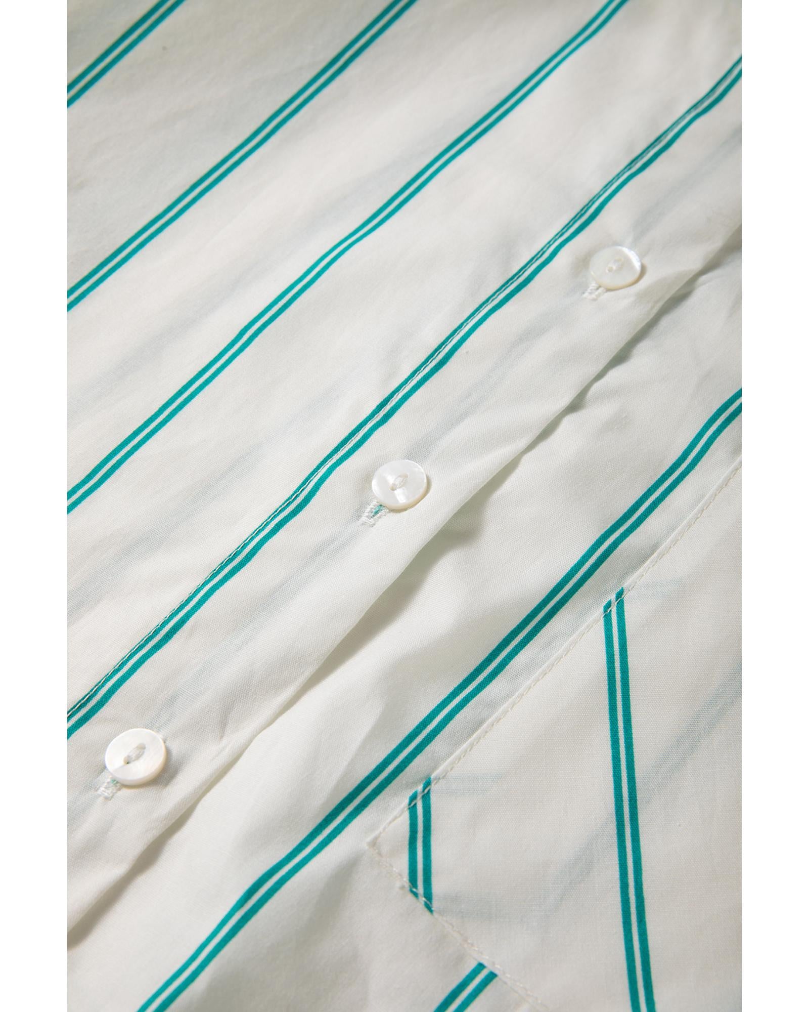 Mint Green St Patricks Striped Wide Short Sleeve Shift Mini Shirt Dress - XL