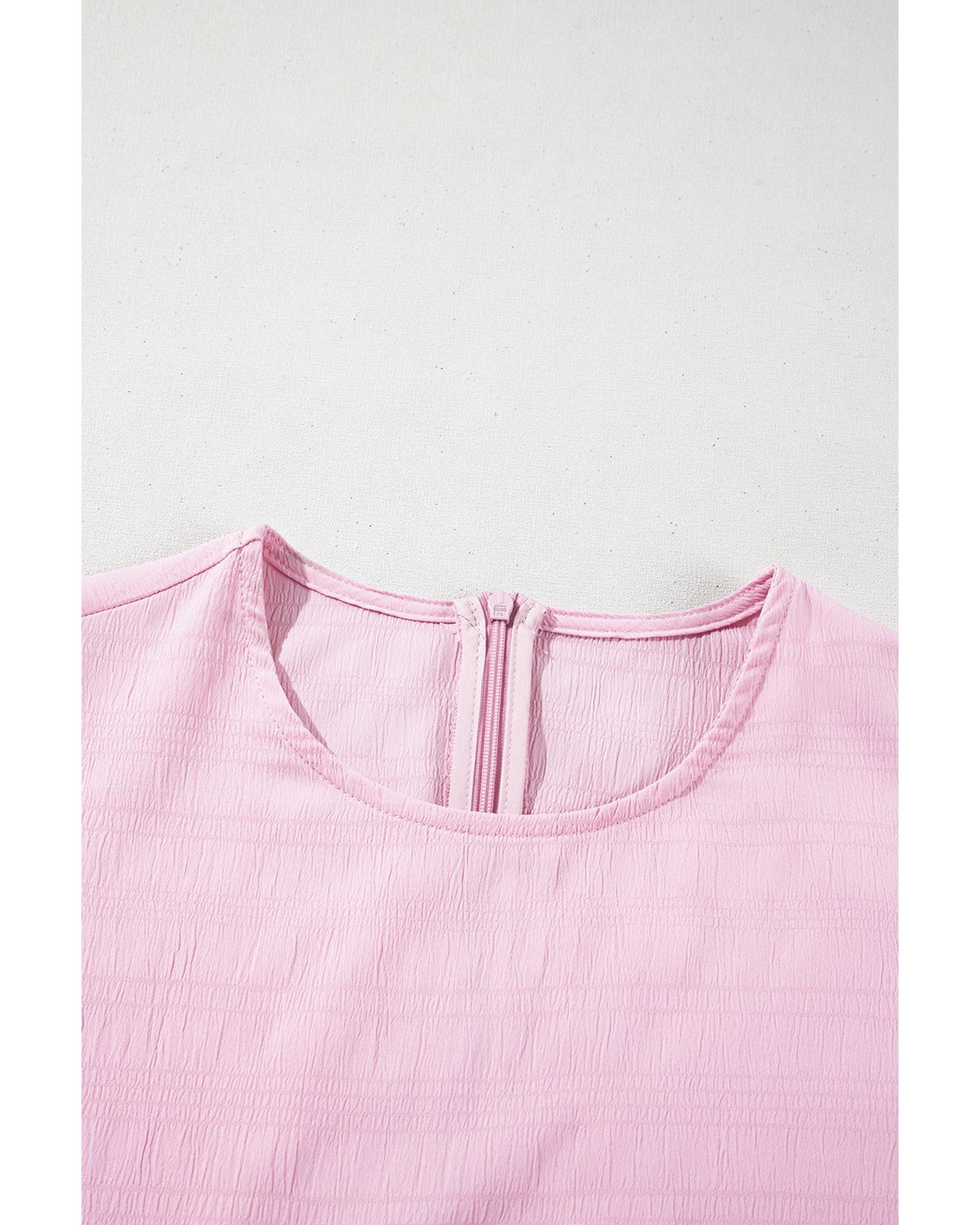 Bonbon Textured Bubble Sleeve High Waist Mini Dress - M