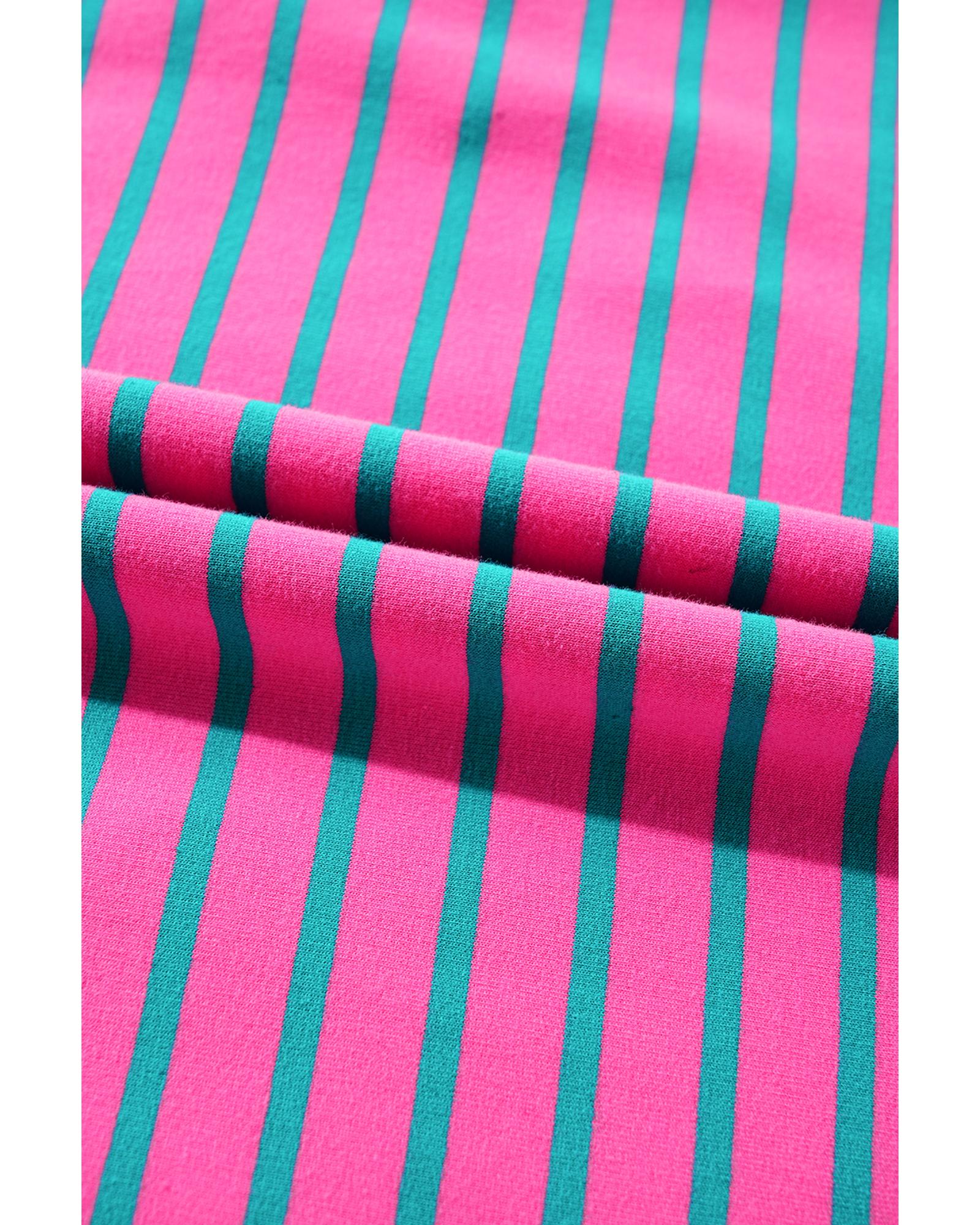 Azura Exchange Pink Stripe Collared V Neck Puff Sleeve T Shirt Dress - XL