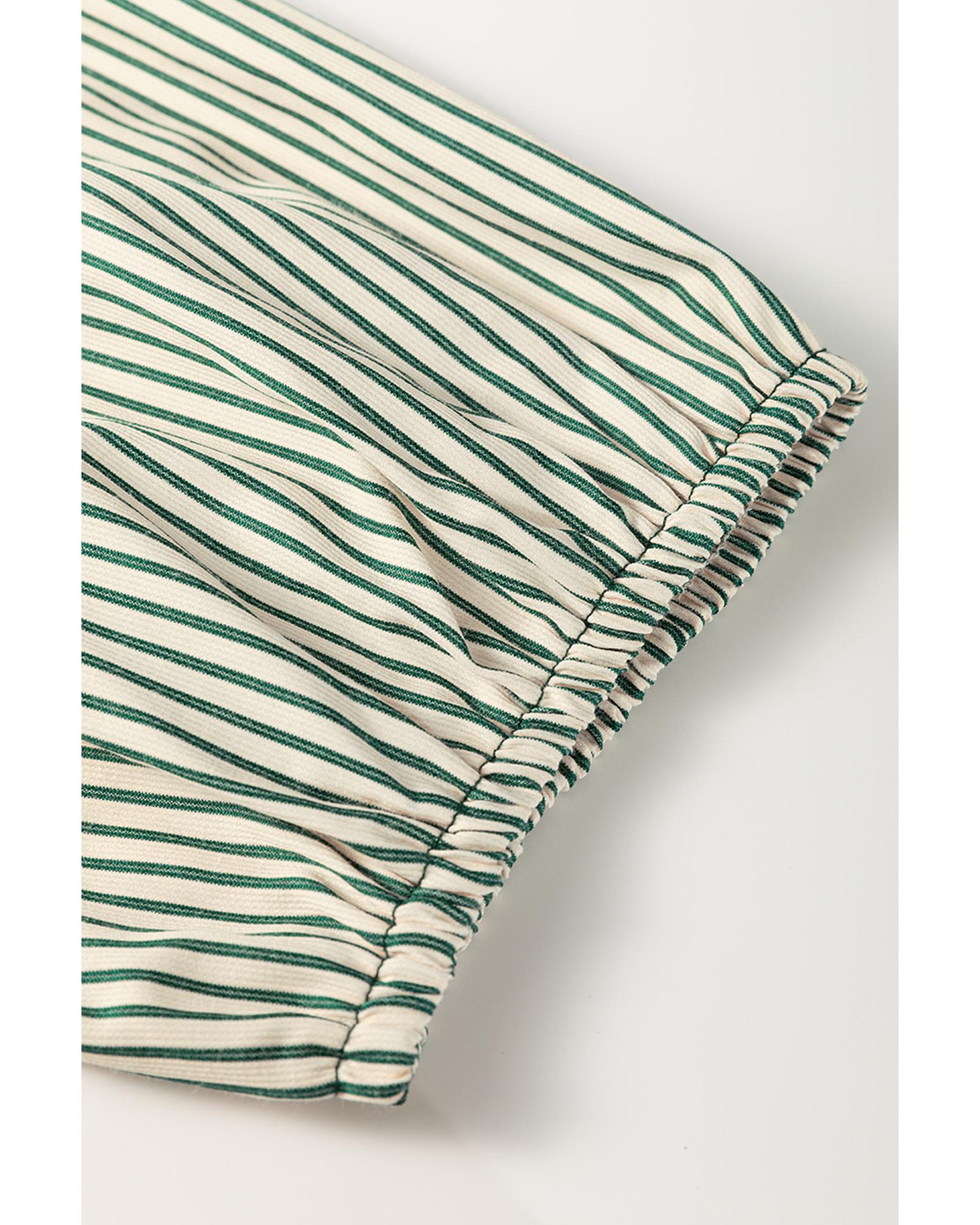 Green Patch Pockets Button Down Short Puff Sleeve Dress - M