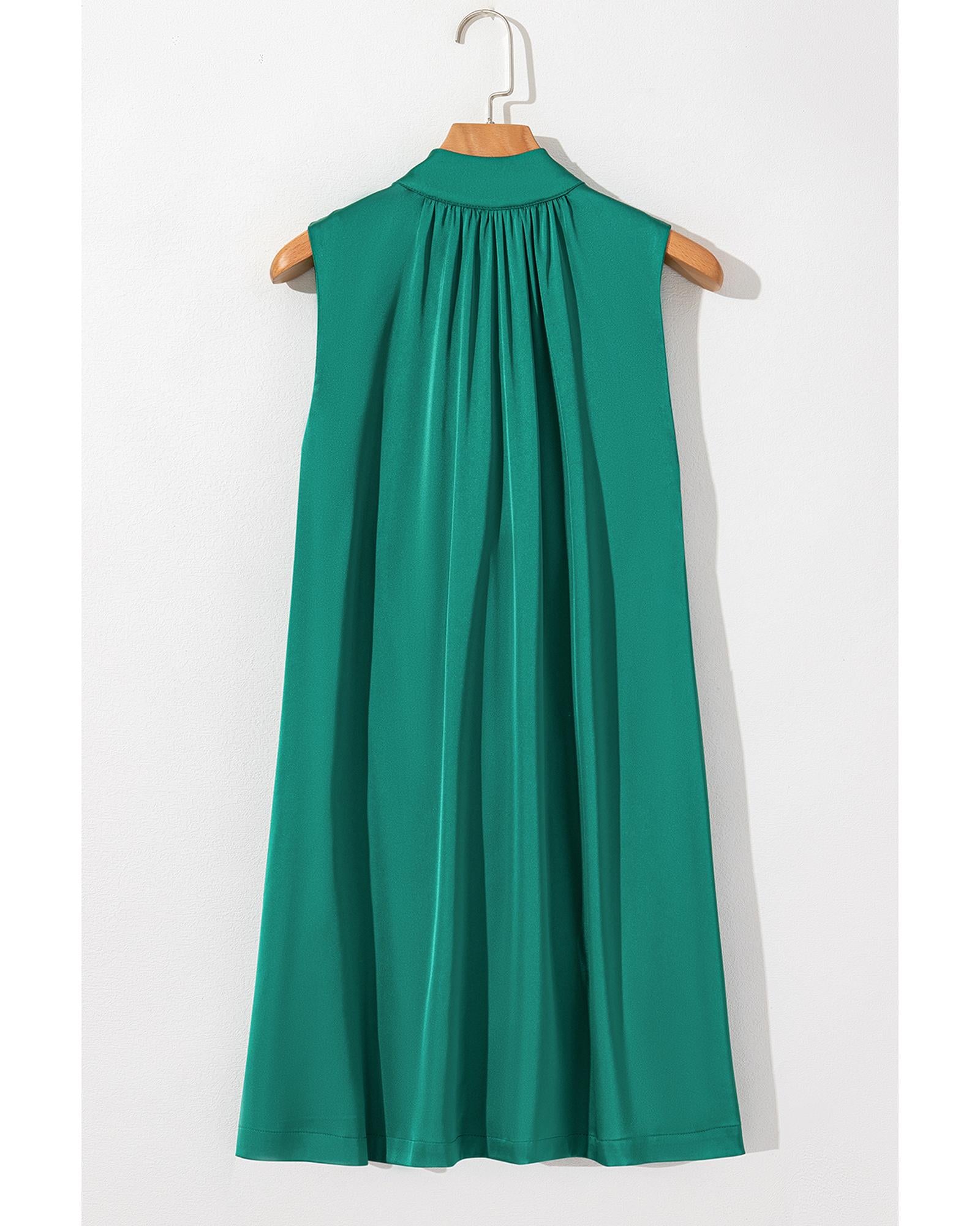 Evergreen Bow Tie Satin Shift Sleeveless Mini Dress - L