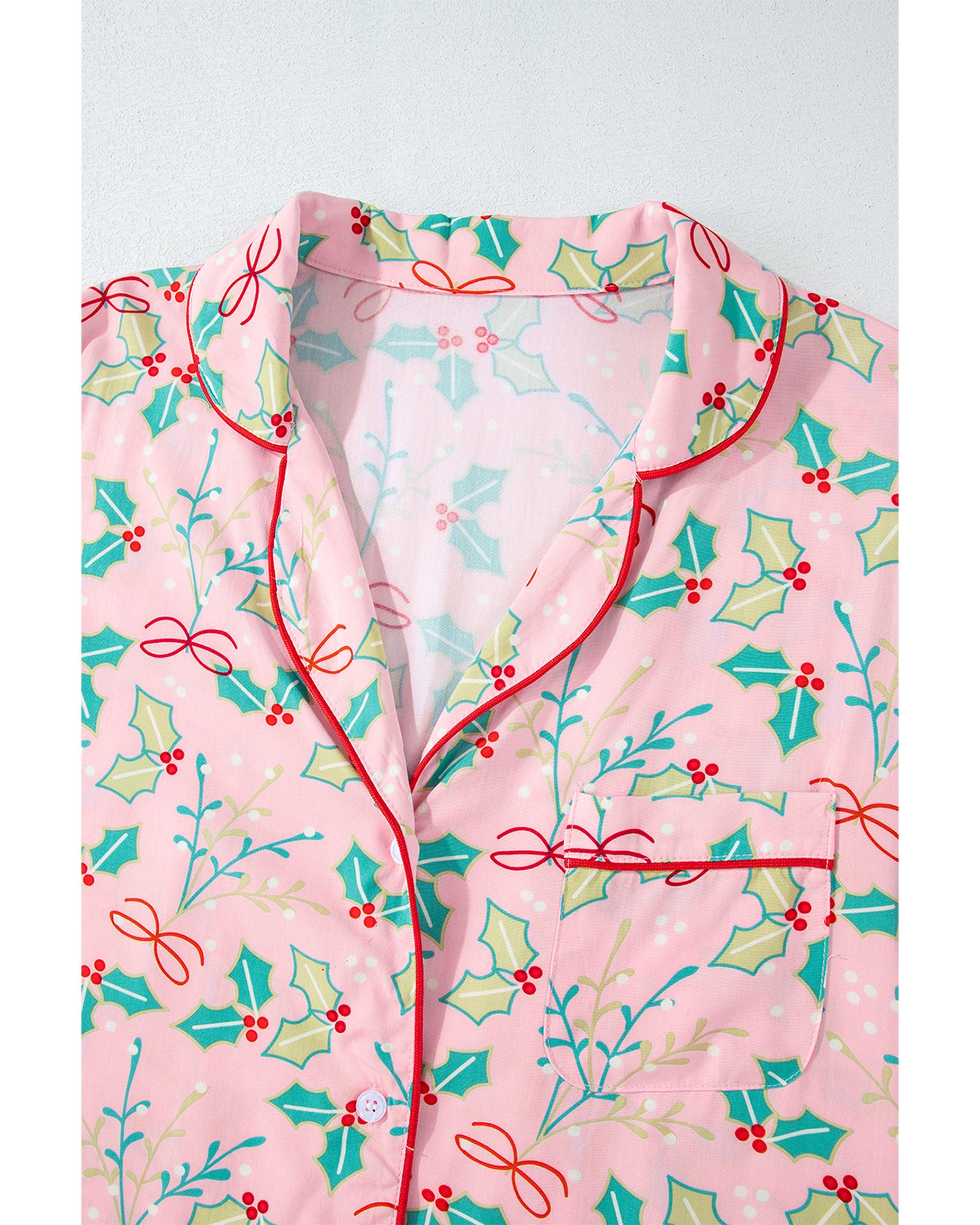 Multicolour Floral Christmas Pajamas Set - 2XL