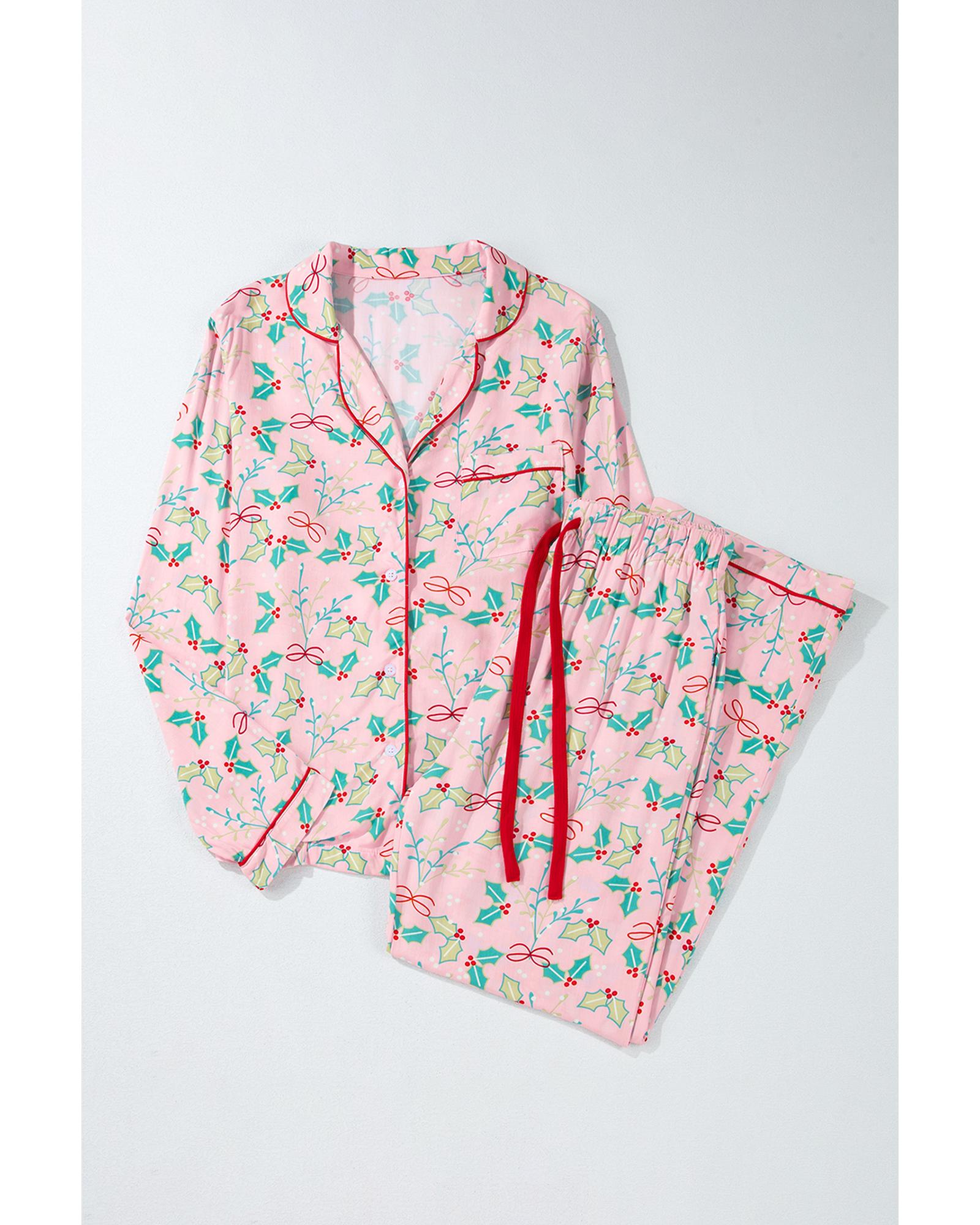 Multicolour Floral Christmas Pajamas Set - 2XL