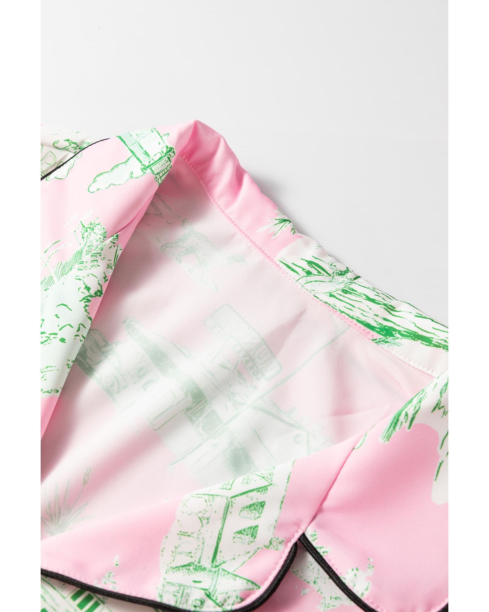 Pink Holiday Resort Short 2pcs Pajama Set - XL