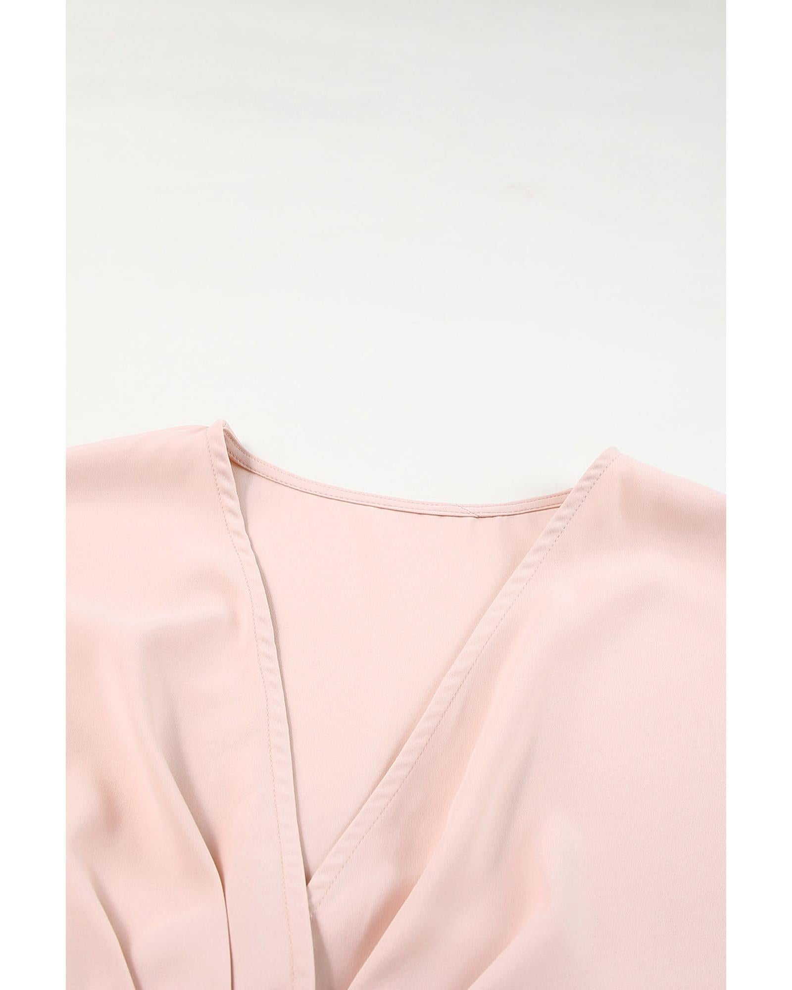 Azura Exchange Pink Deep V Neck Buttoned High Waist Romper - M