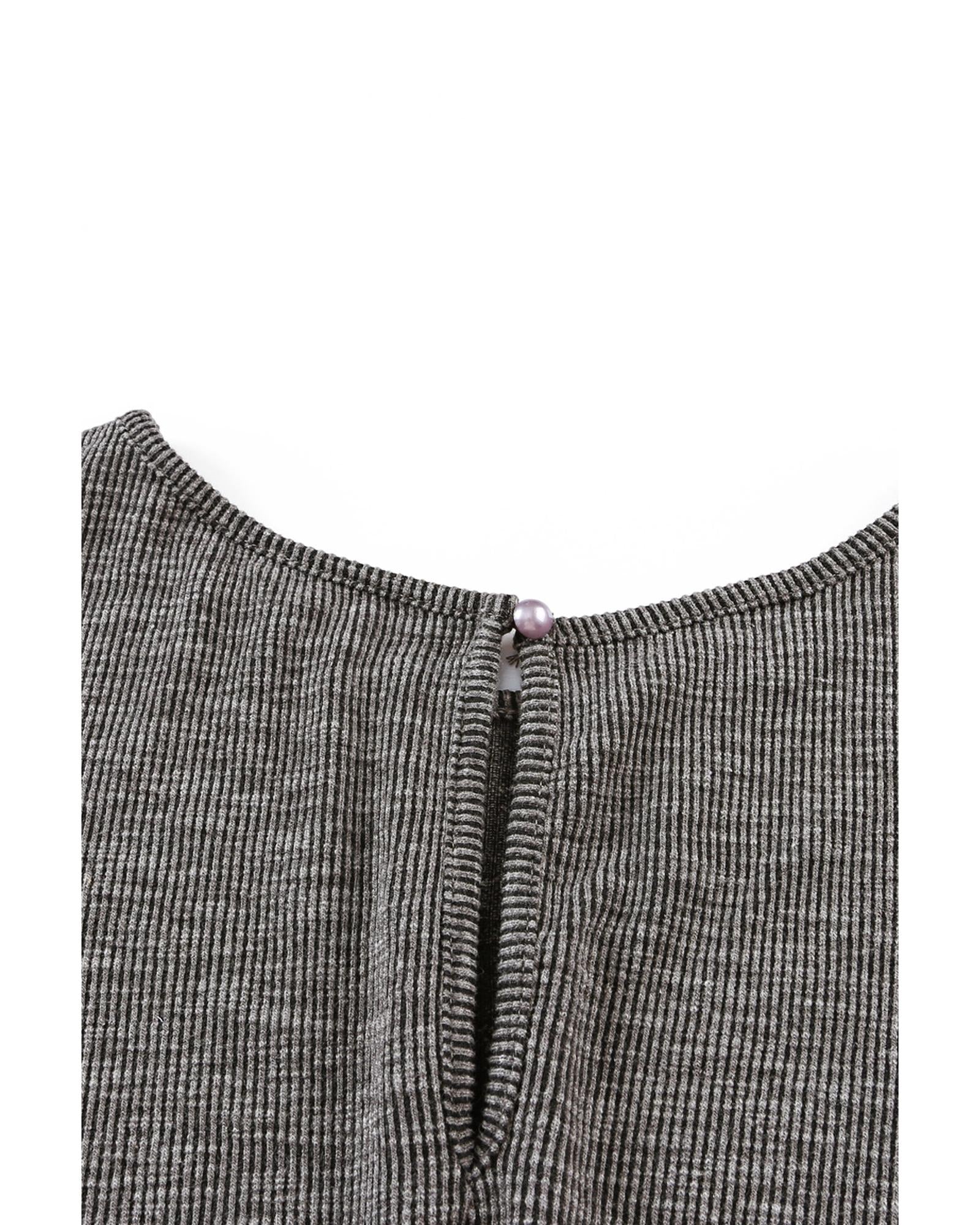 Gray Ribbed Elastic Waist Romper - XL