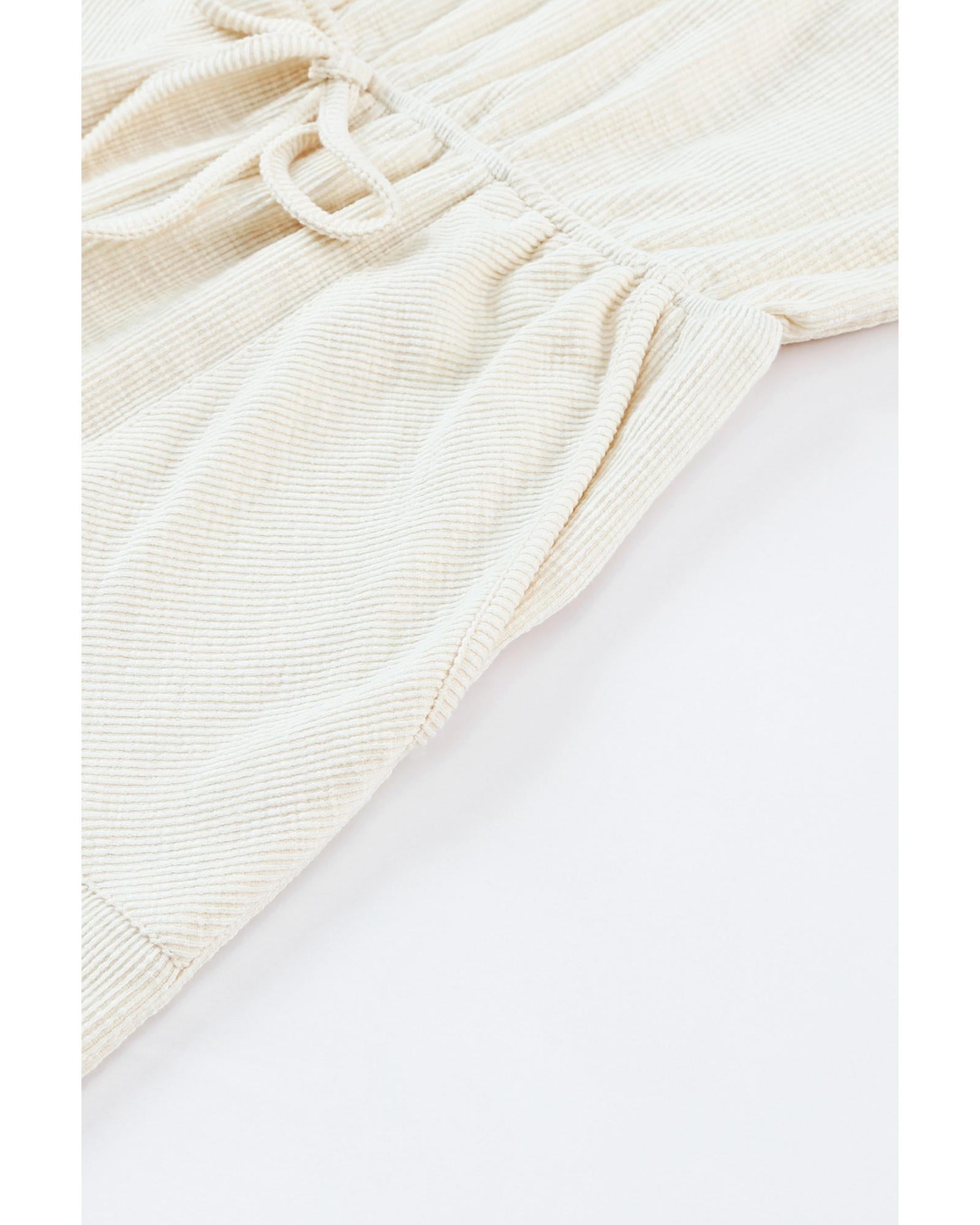 Azura Exchange Beige Ribbed Elastic Waist Romper - L