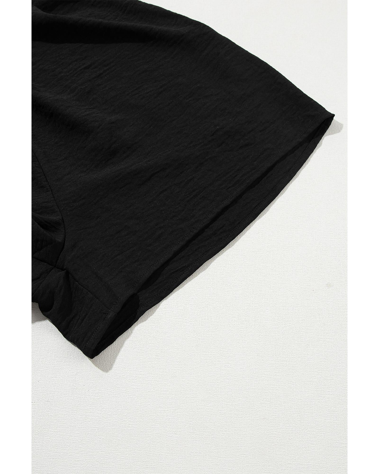 Black Half Button Collared Loose Romper - S