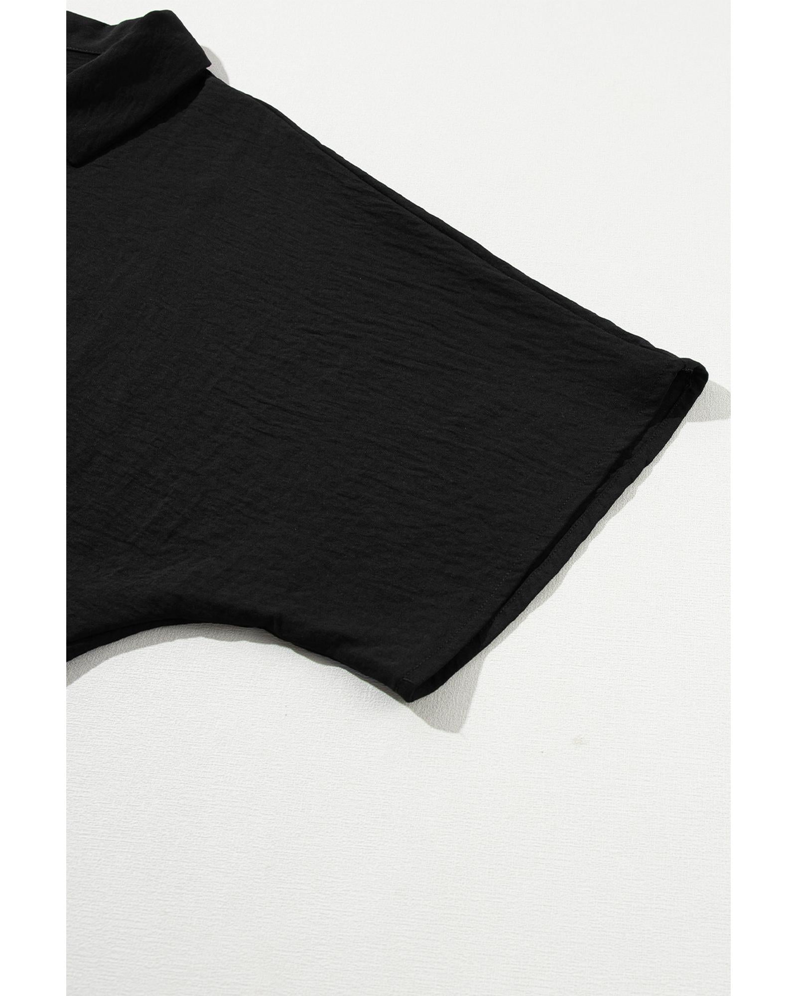 Black Half Button Collared Loose Romper - XL