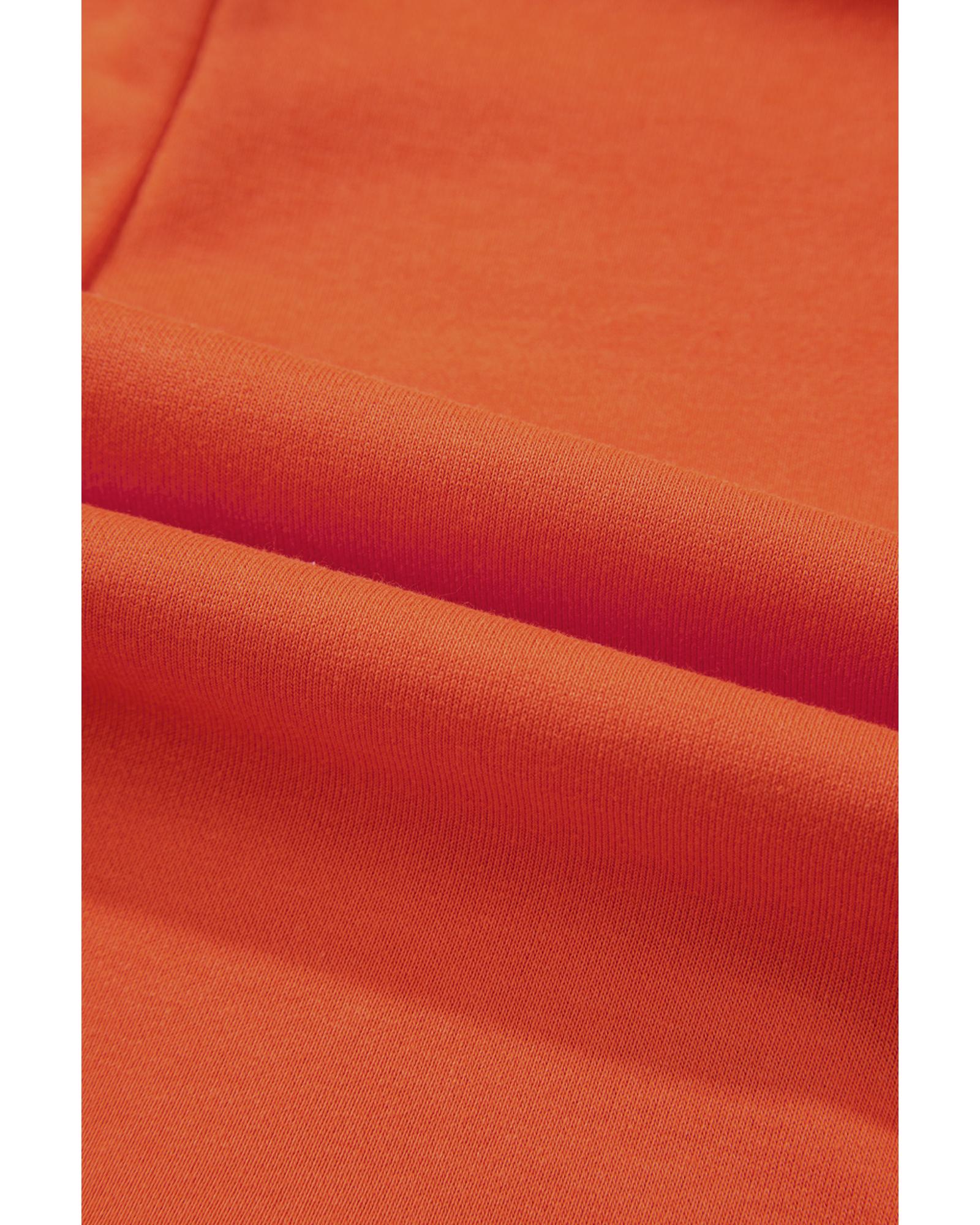 Russet Orange Two-tone Short Sleeve V Neck Patched Pocket Loose Romper - XL