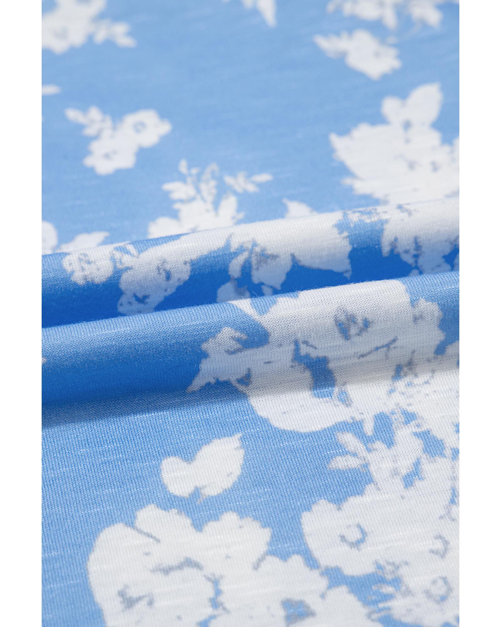 Myosotis Floral Print Half Button Wide Leg Relaxed Sleeveless Jumpsuit - L