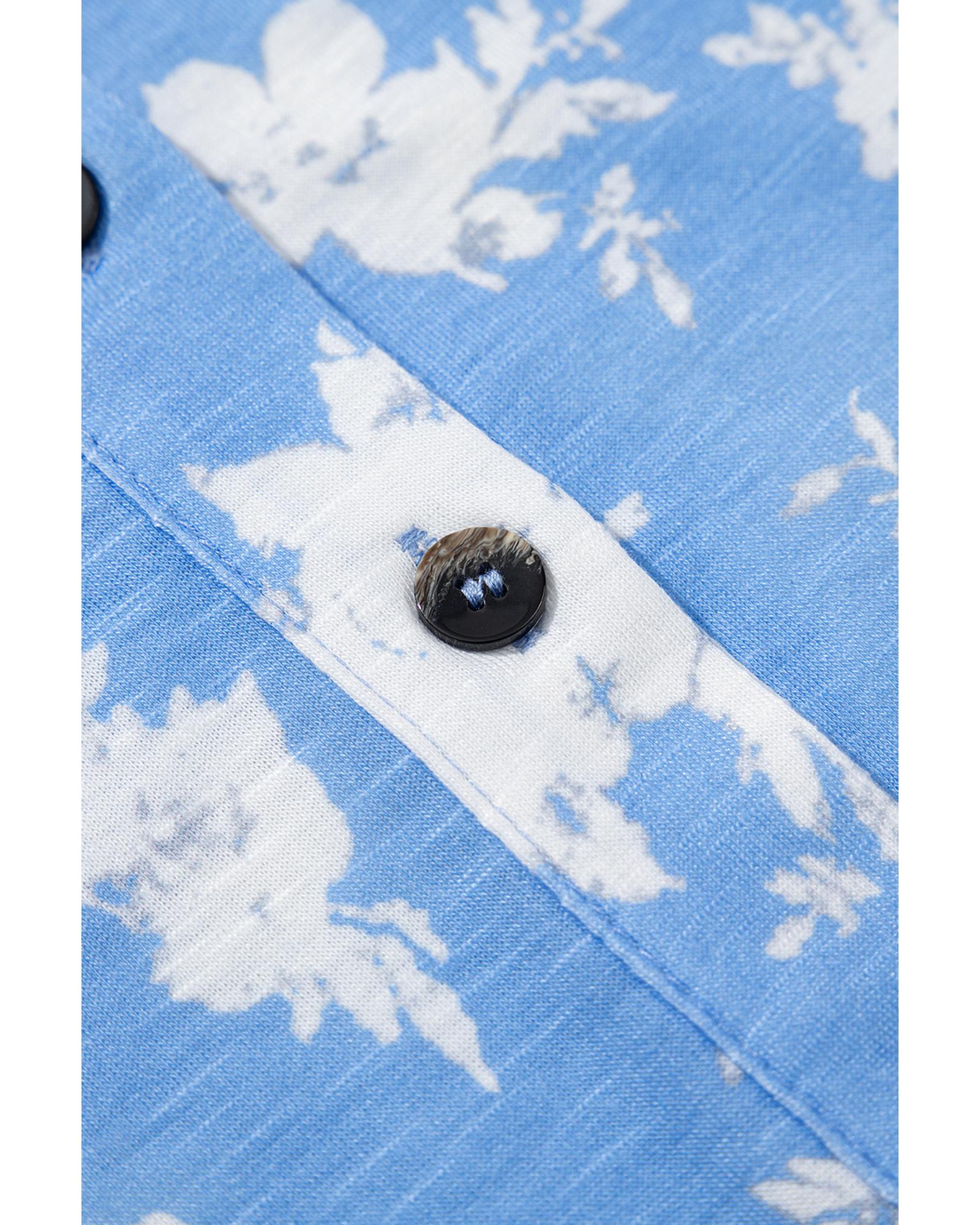 Myosotis Floral Print Half Button Wide Leg Relaxed Sleeveless Jumpsuit - M