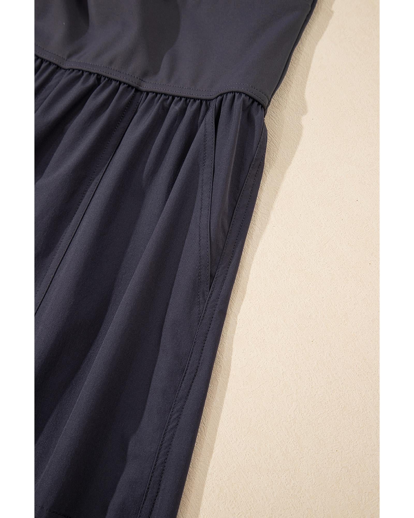 Carbon Grey Back Crossed Straps Hollow Out Jogger Jumpsuit - XL