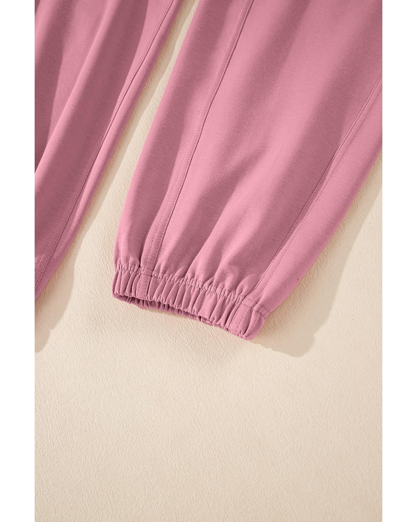Light Pink Lace-up Elastic Waist Sleeveless Square Neck Jumpsuit - S