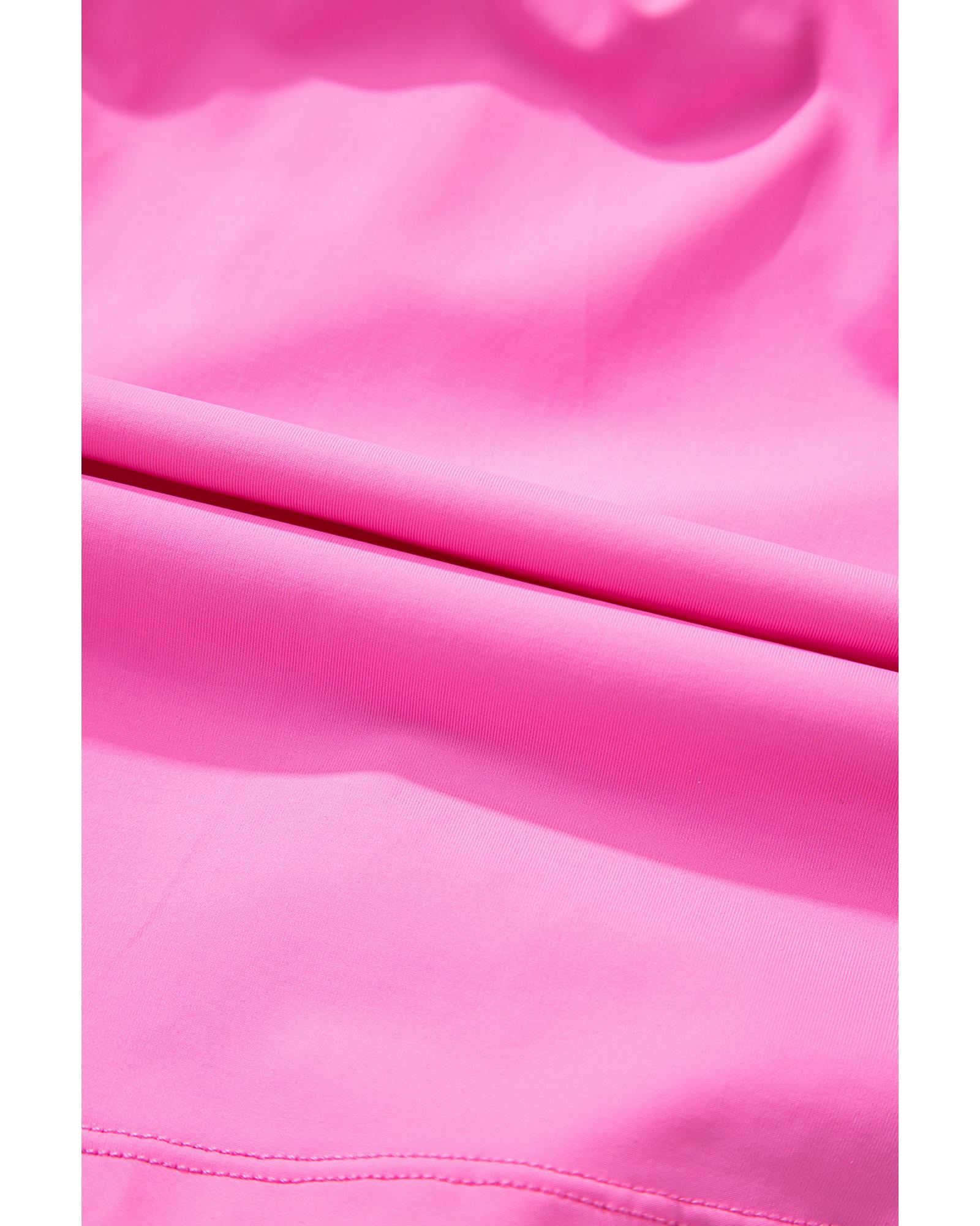 Sachet Pink Plain Sleeveless Loop Drawstring Cinched Waist Romper - L