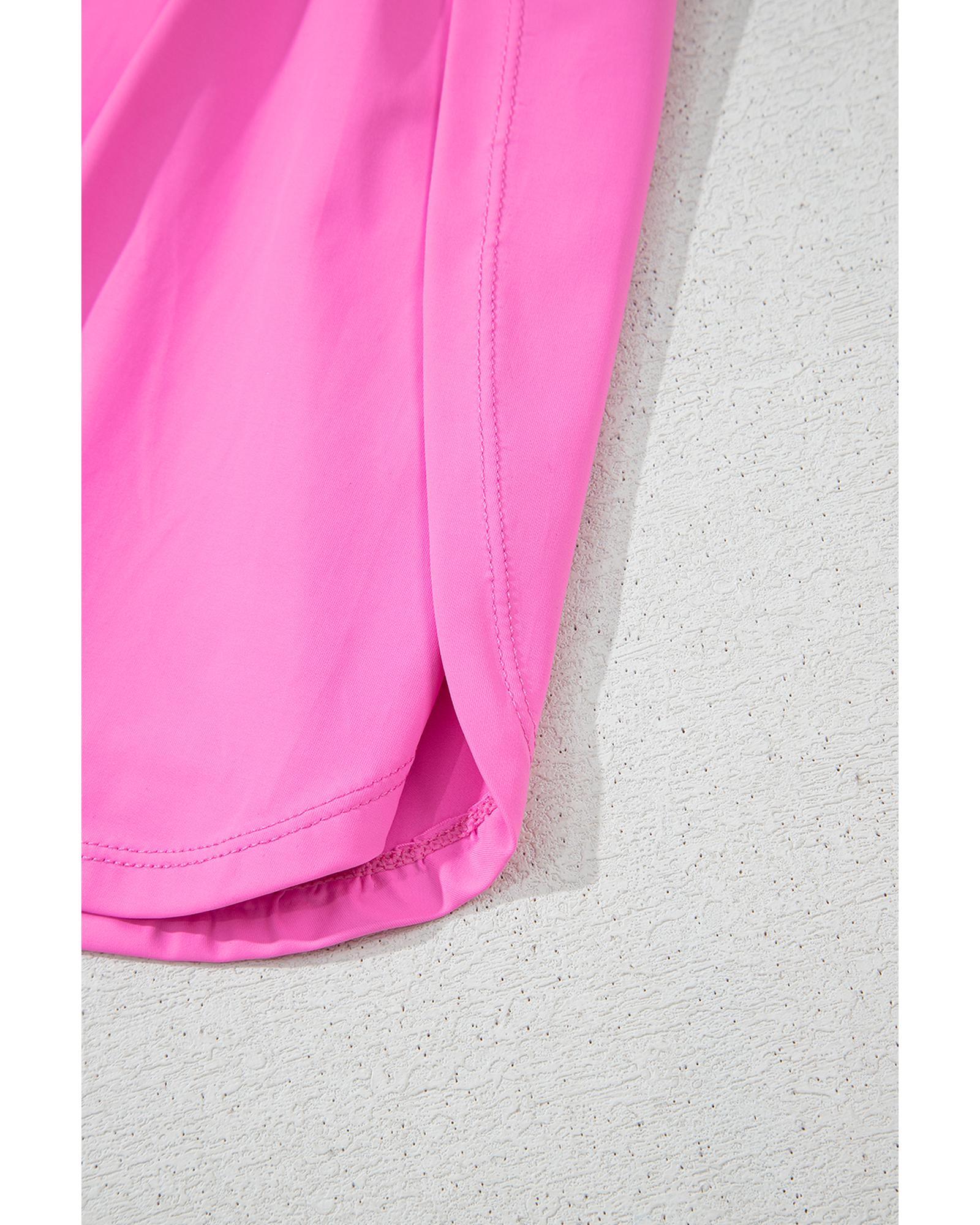 Sachet Pink Plain Sleeveless Loop Drawstring Cinched Waist Romper - XL