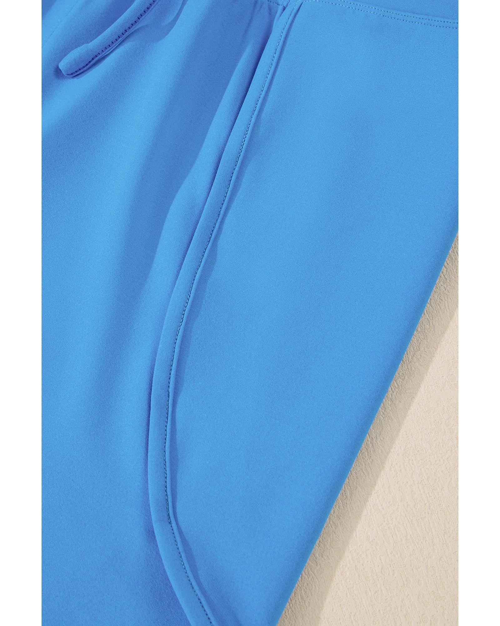 Blue Crossed Spaghetti Straps Drawstring Waist Sporty Romper - XL