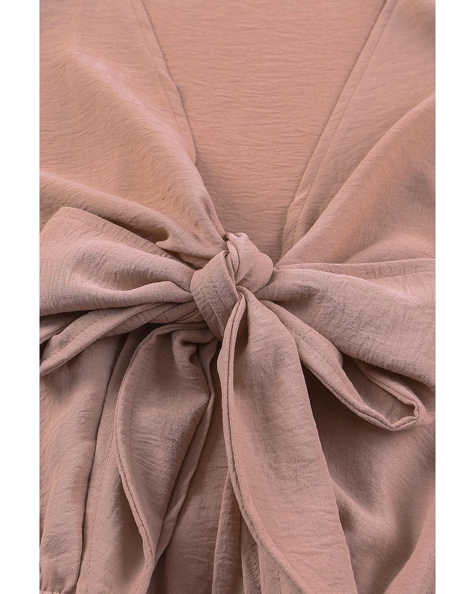 Azura Exchange Tie Knot Puff Long Sleeve Romper - XL