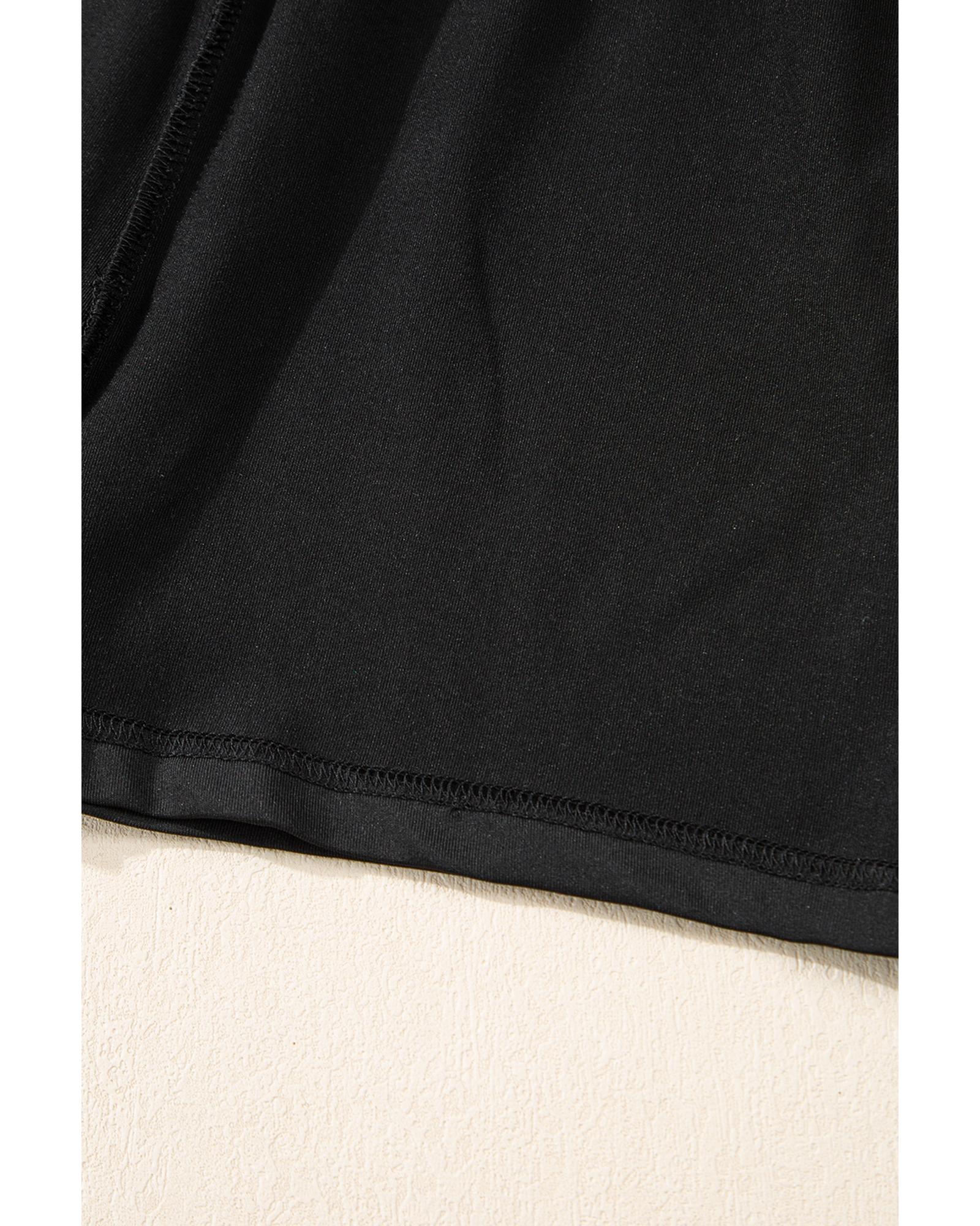 Black Tiered Fringe Trimmed Mini Skirt - L