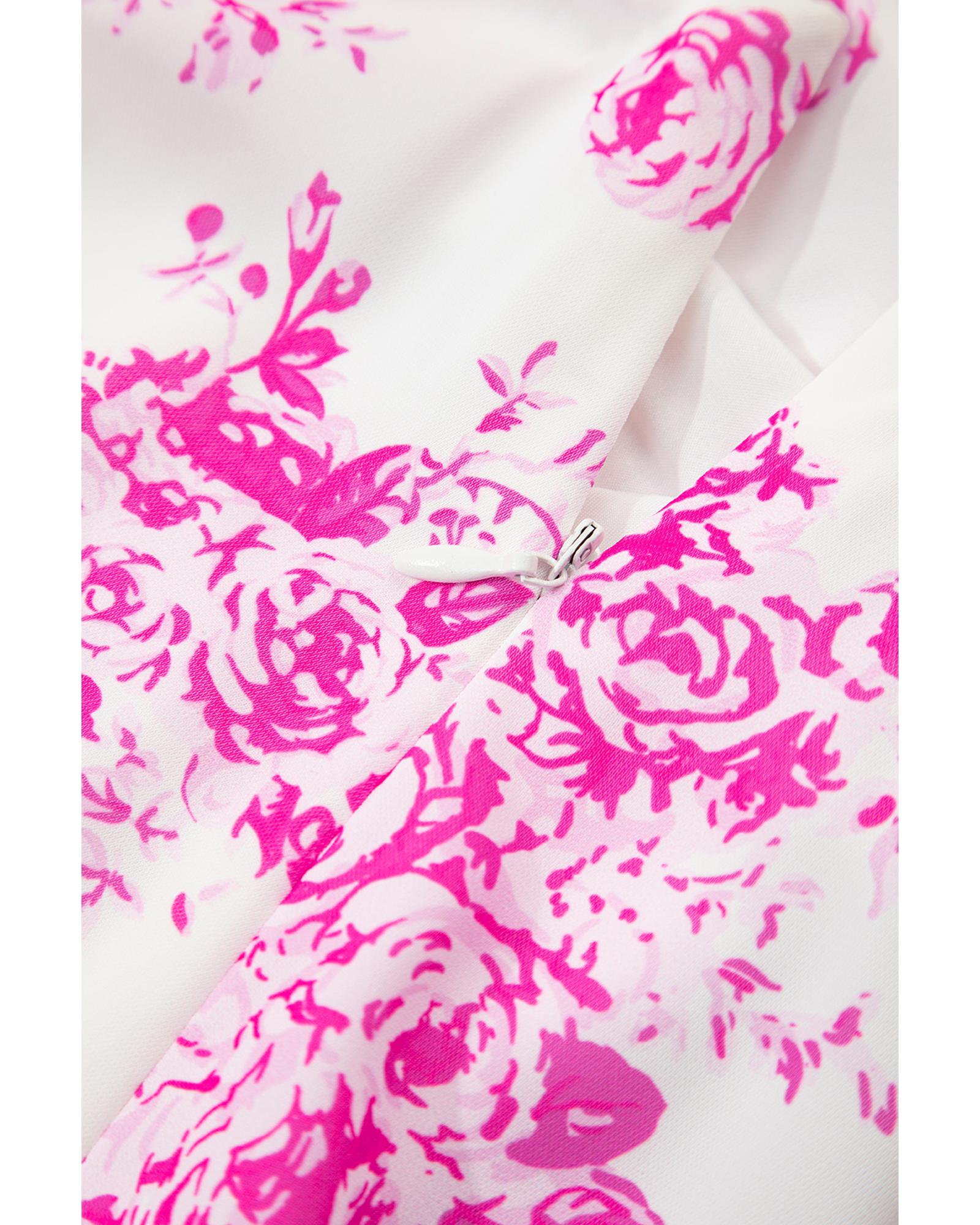 Rose Boho Floral High Waist Ruffle Split Maxi Skirt - XL