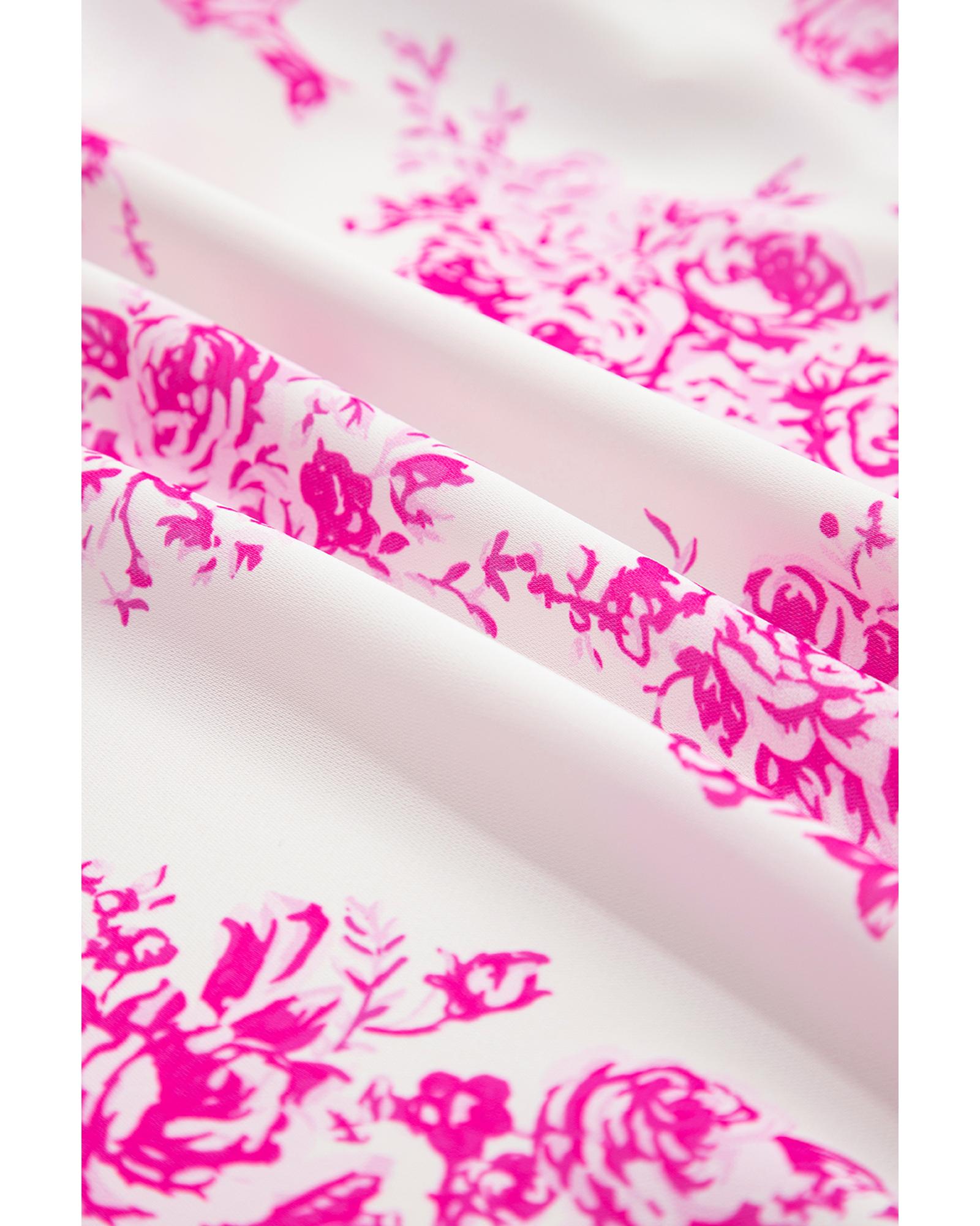 Rose Boho Floral High Waist Ruffle Split Maxi Skirt - XL