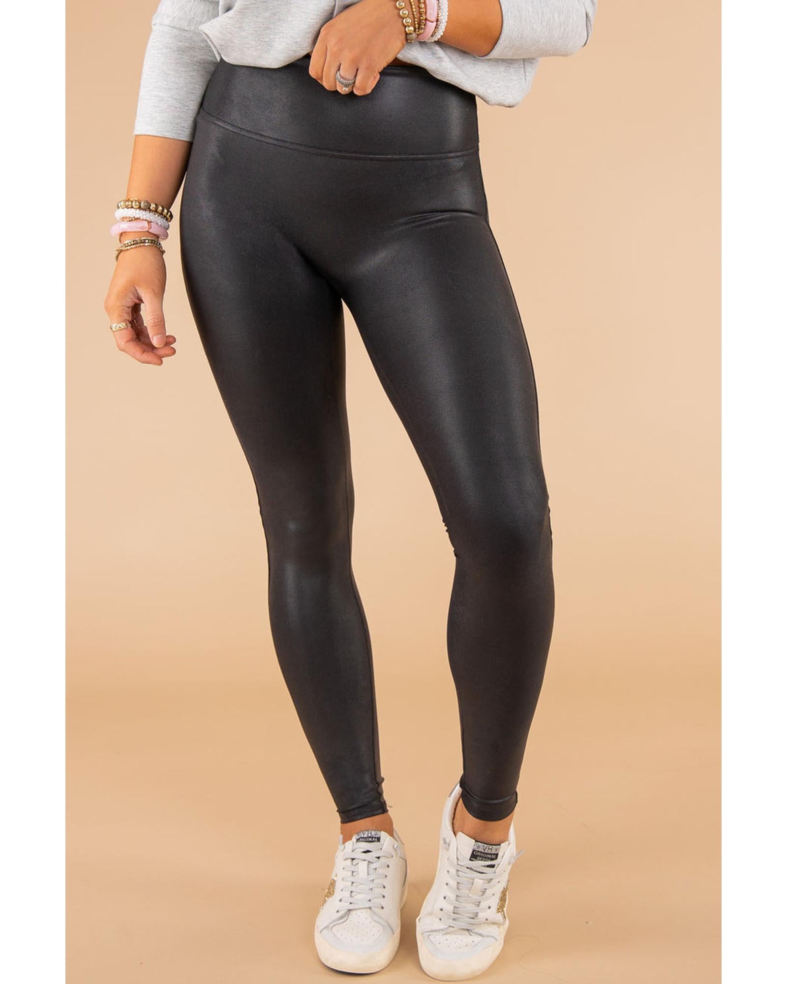 Black Faux Leather Skinny Leggings - XL