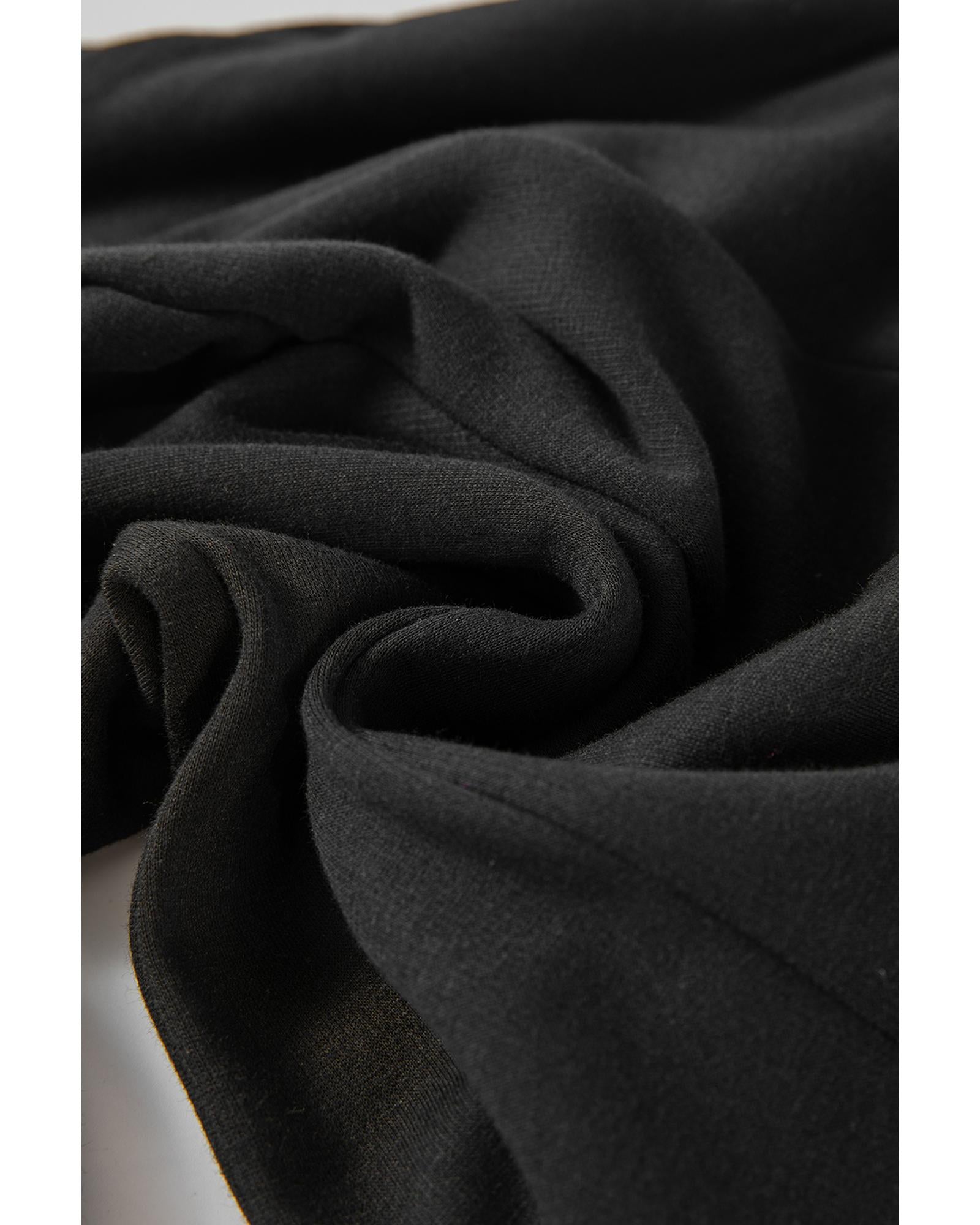 Black Crossed Waist Seamed Leg Thermal Leggings - L