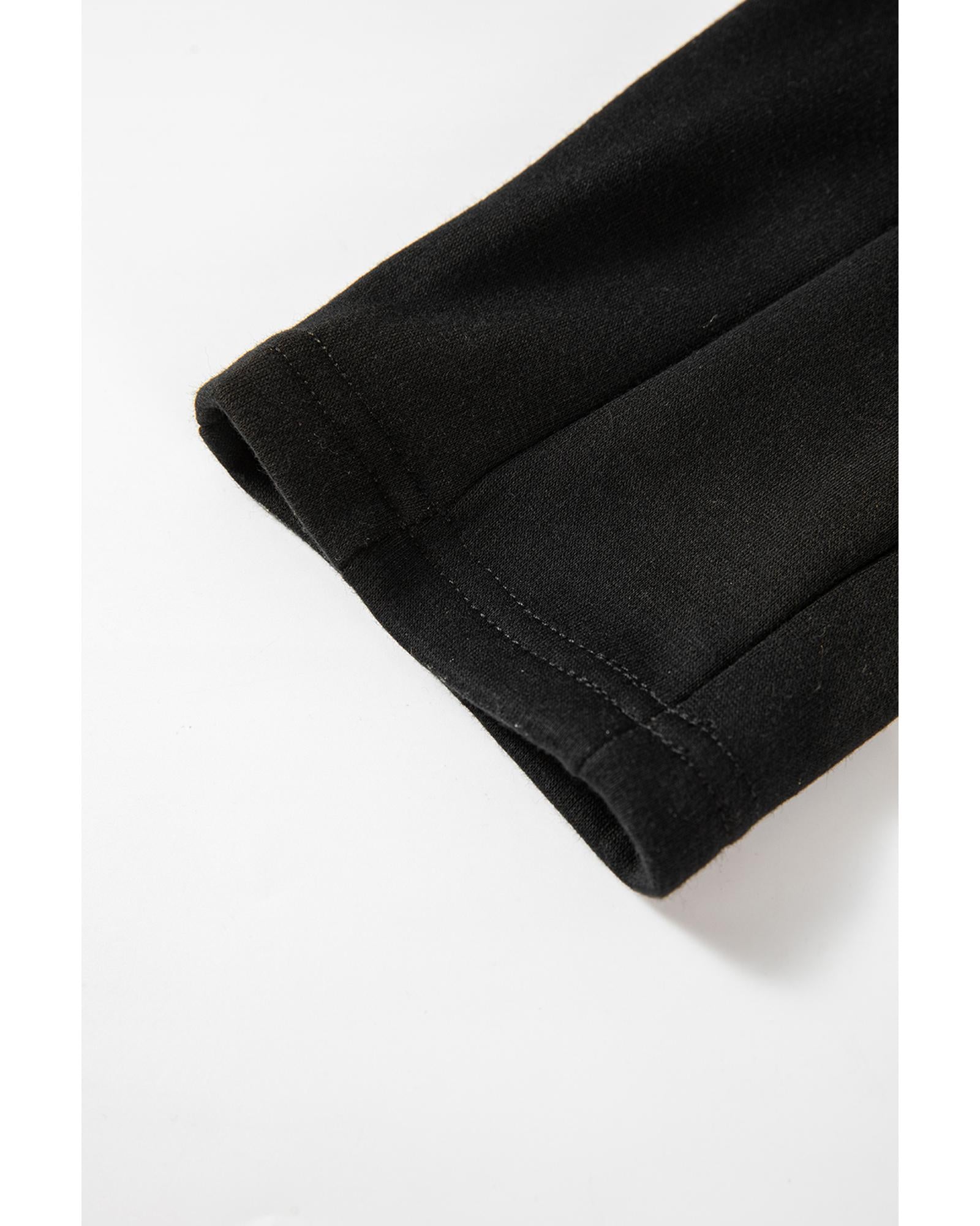 Black Crossed Waist Seamed Leg Thermal Leggings - M