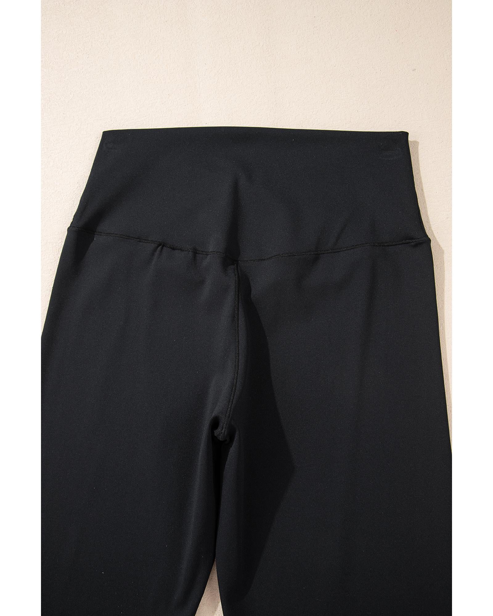 Black V Shape High Waist Flared Leggings - L
