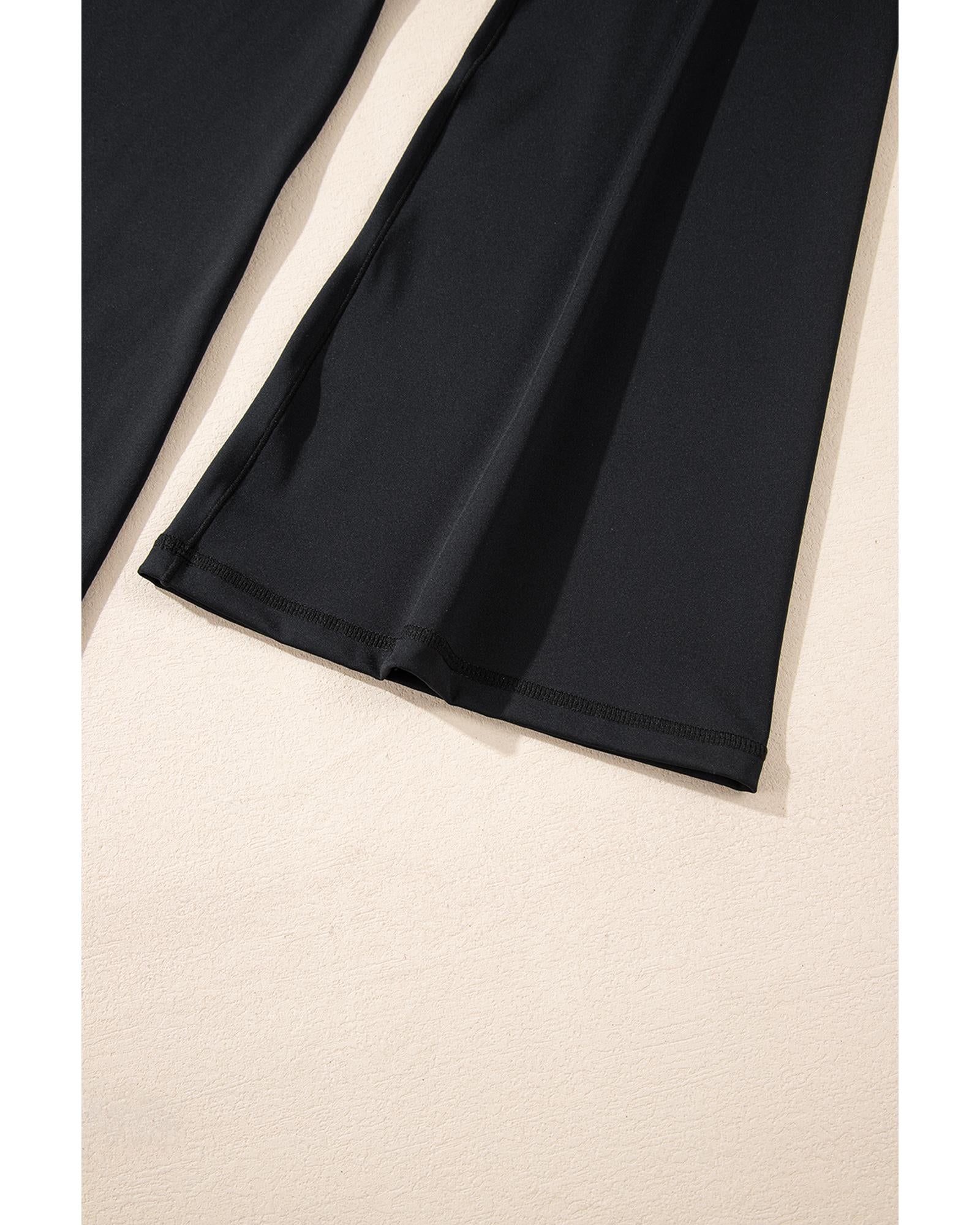 Black V Shape High Waist Flared Leggings - L