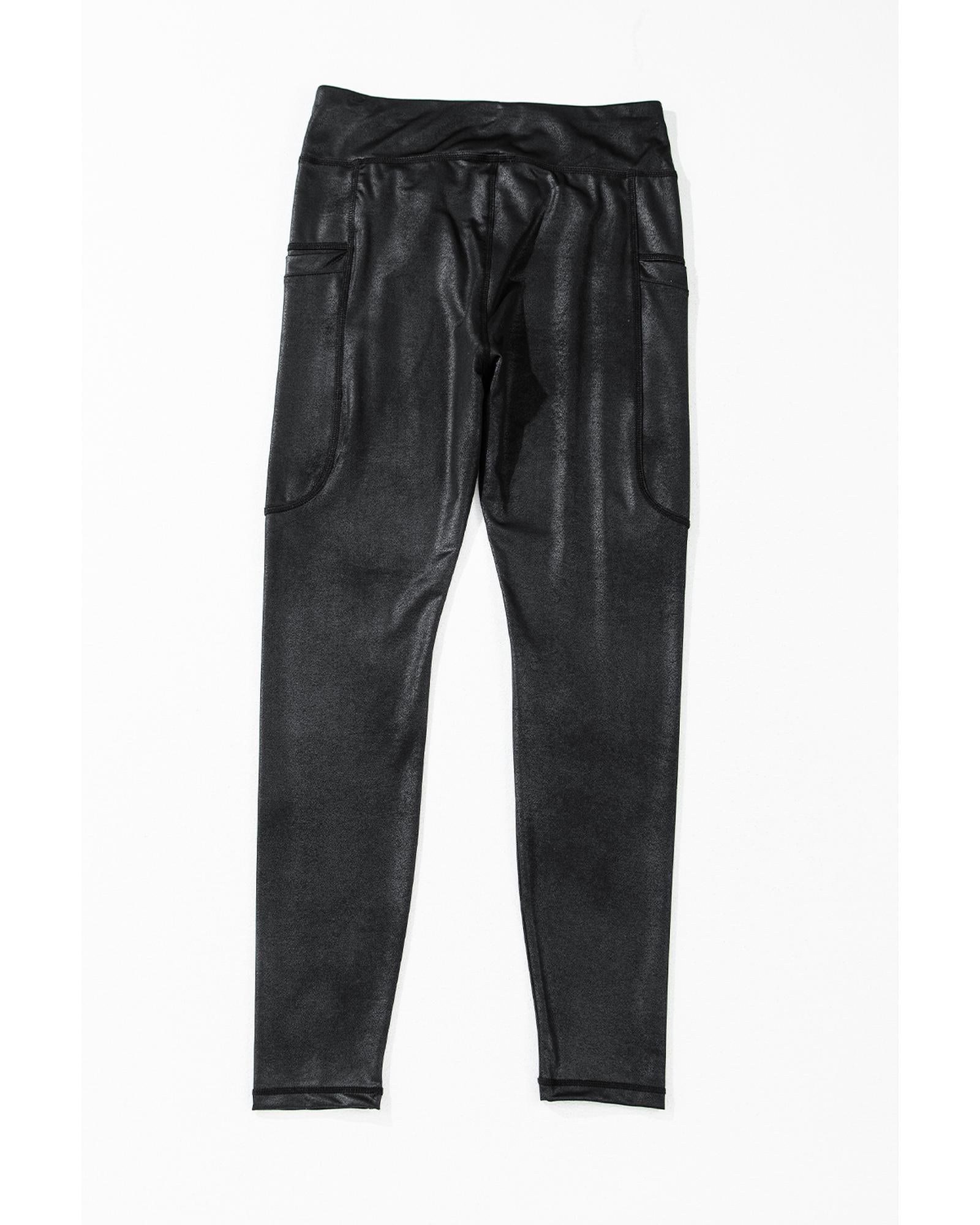 Black V Crossover High Waist Pocketed Leggings - S