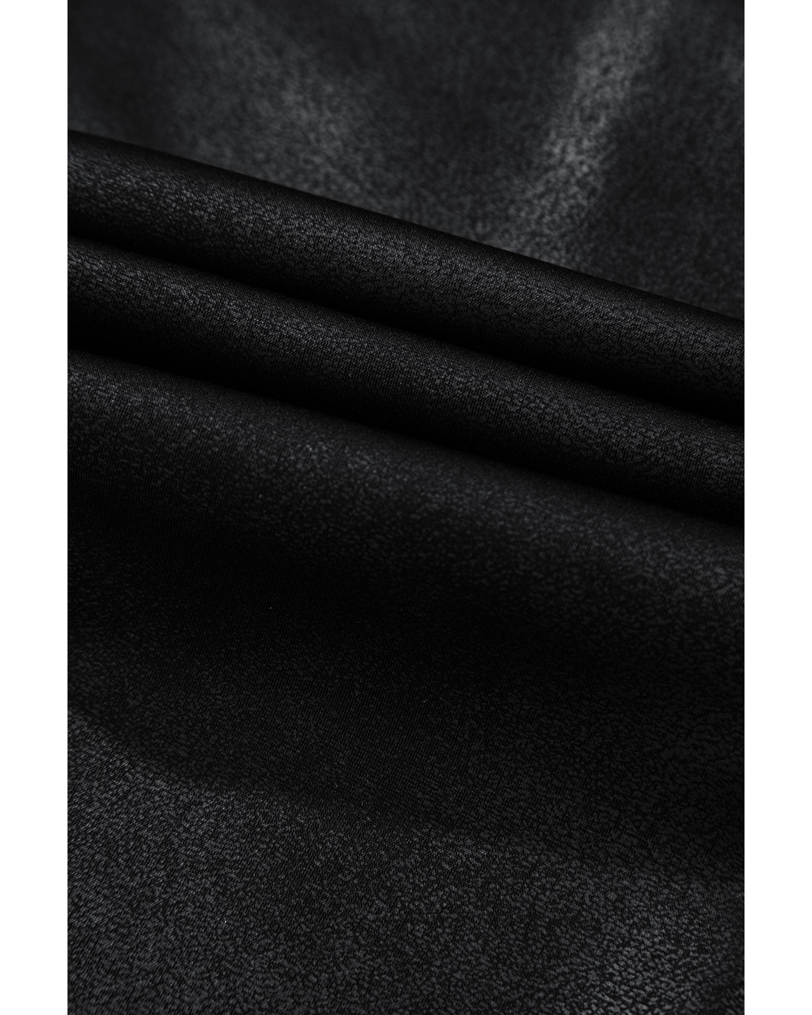 Black V Crossover High Waist Pocketed Leggings - XL