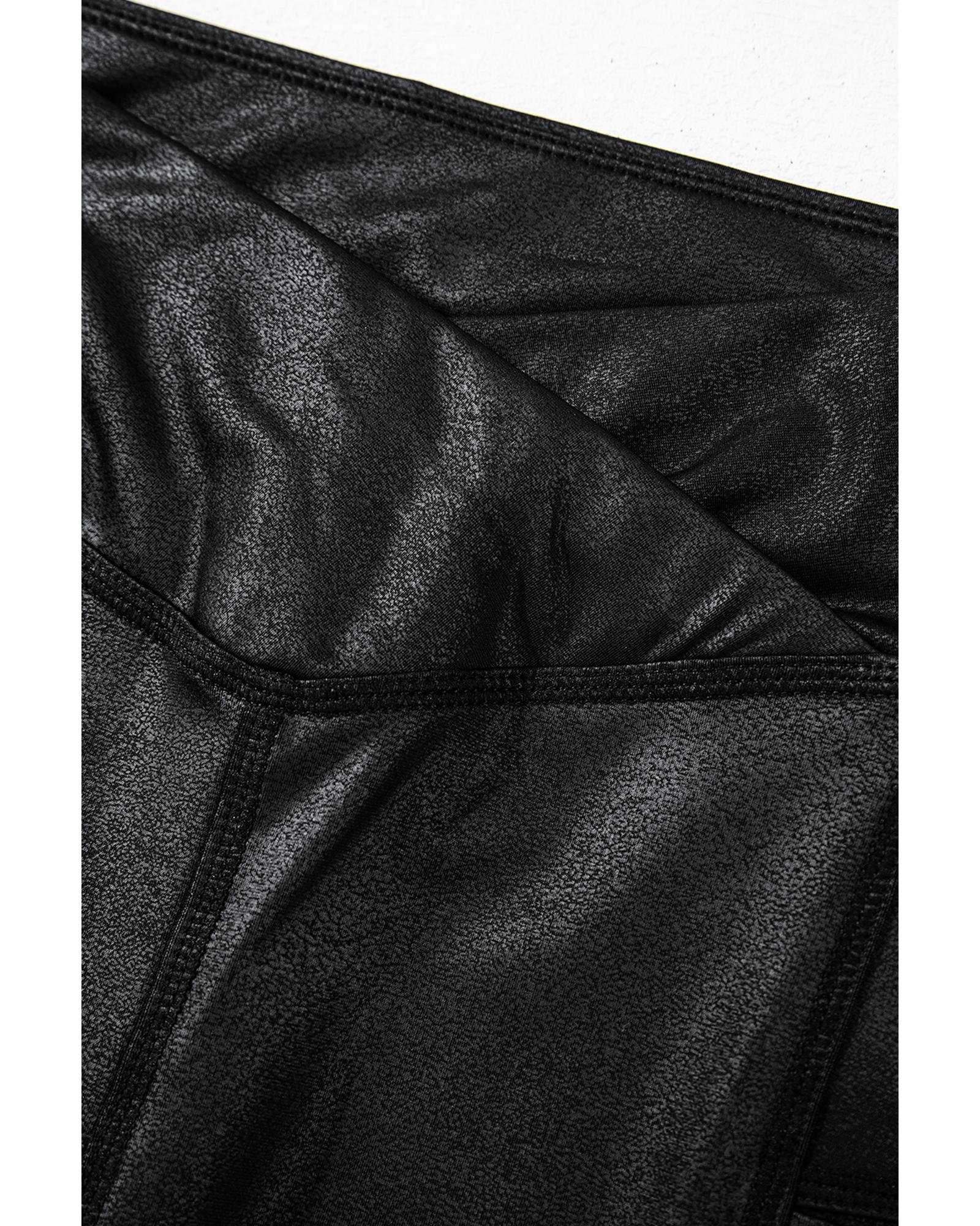 Black V Crossover High Waist Pocketed Leggings - XL