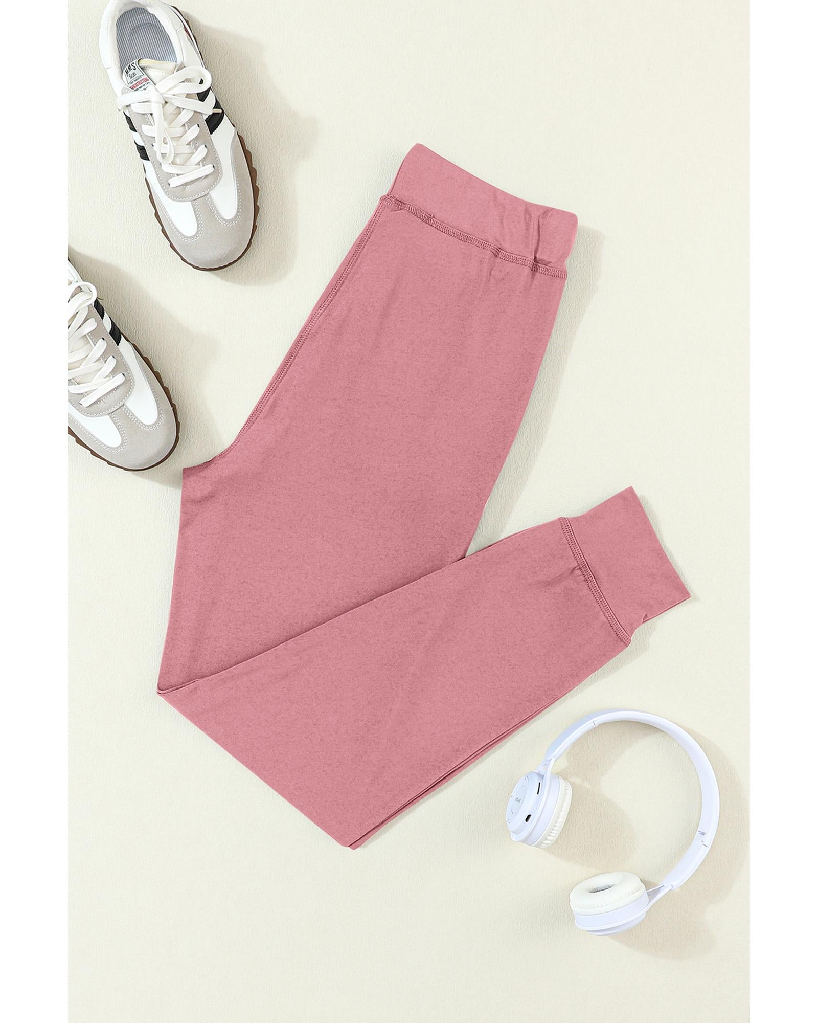 Fushia Drawstring Waist Pocketed Joggers - XL