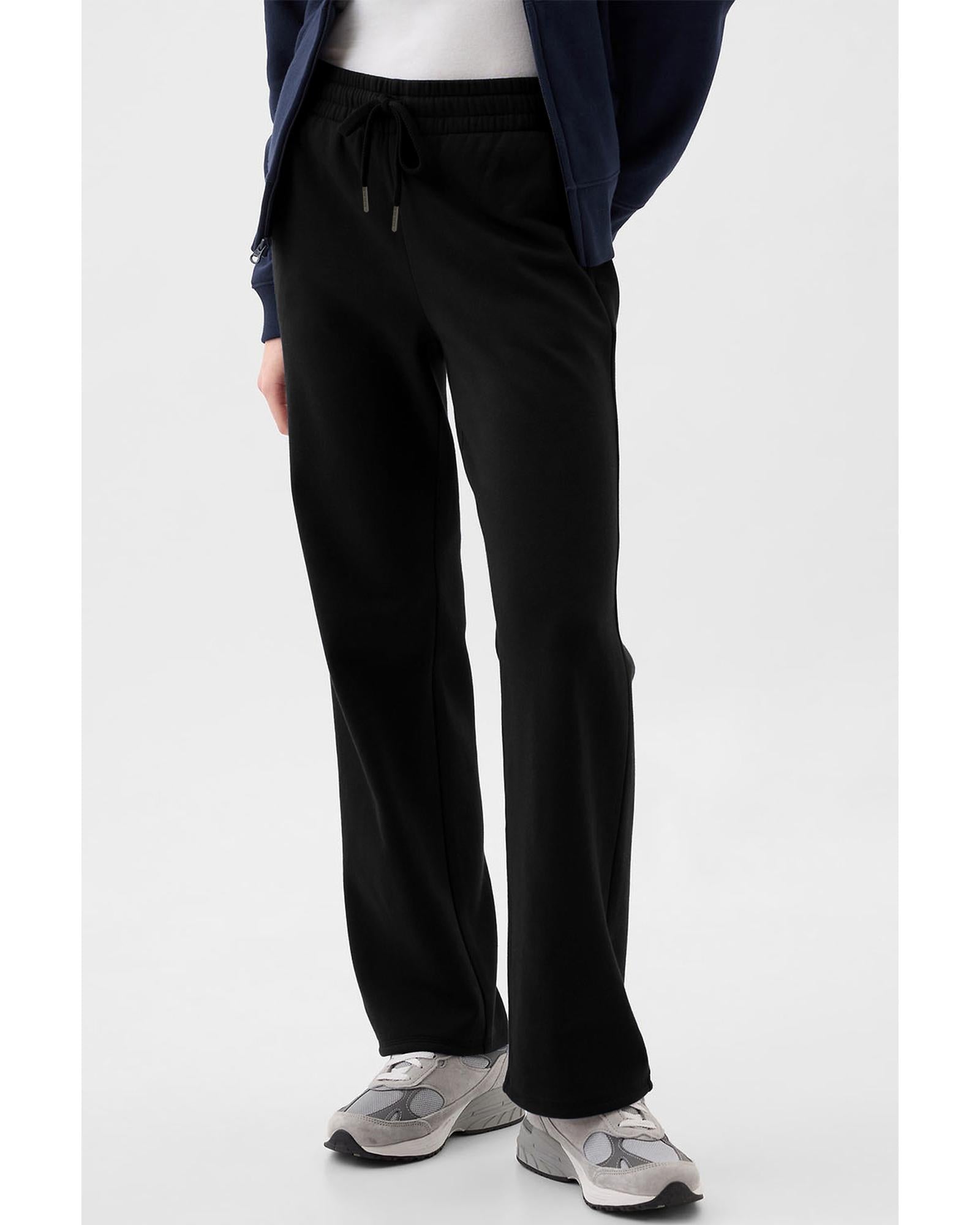 Black Solid Color Fleece Lined Drawstring Waist Casual Pants - XL