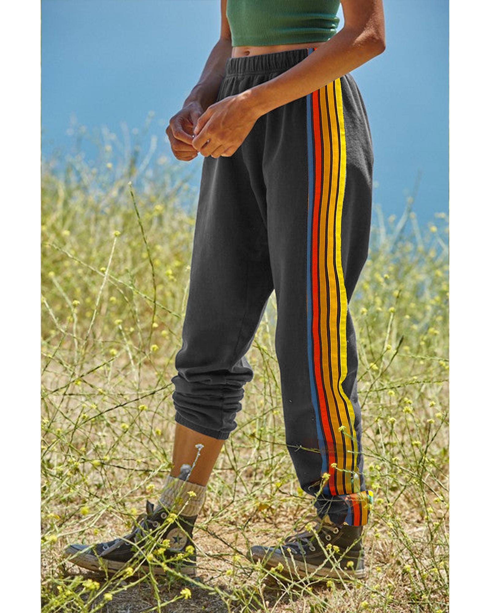 Dark Grey Counting Rainbows High Waist Sweatpants - XL