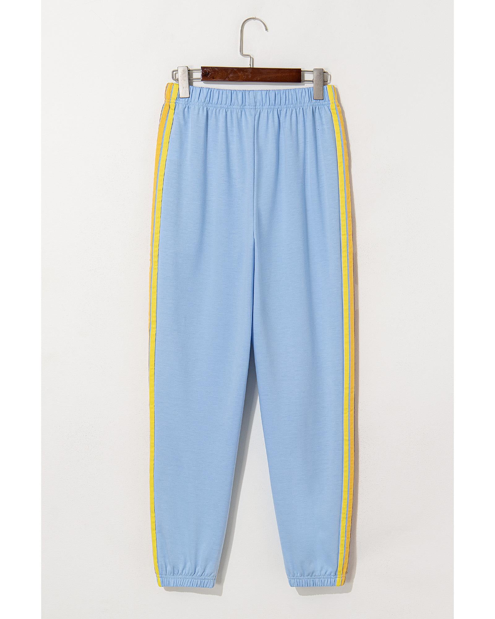 Light Blue Counting Rainbows High Waist Sweatpants - L