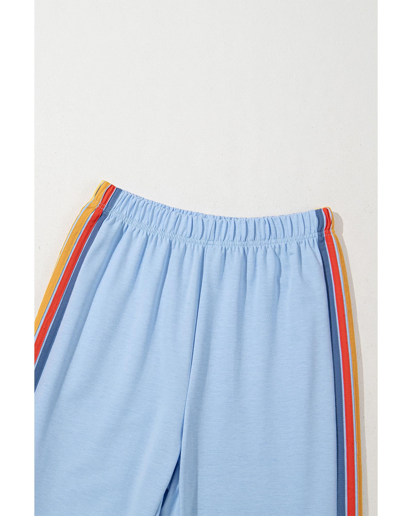 Light Blue Counting Rainbows High Waist Sweatpants - L