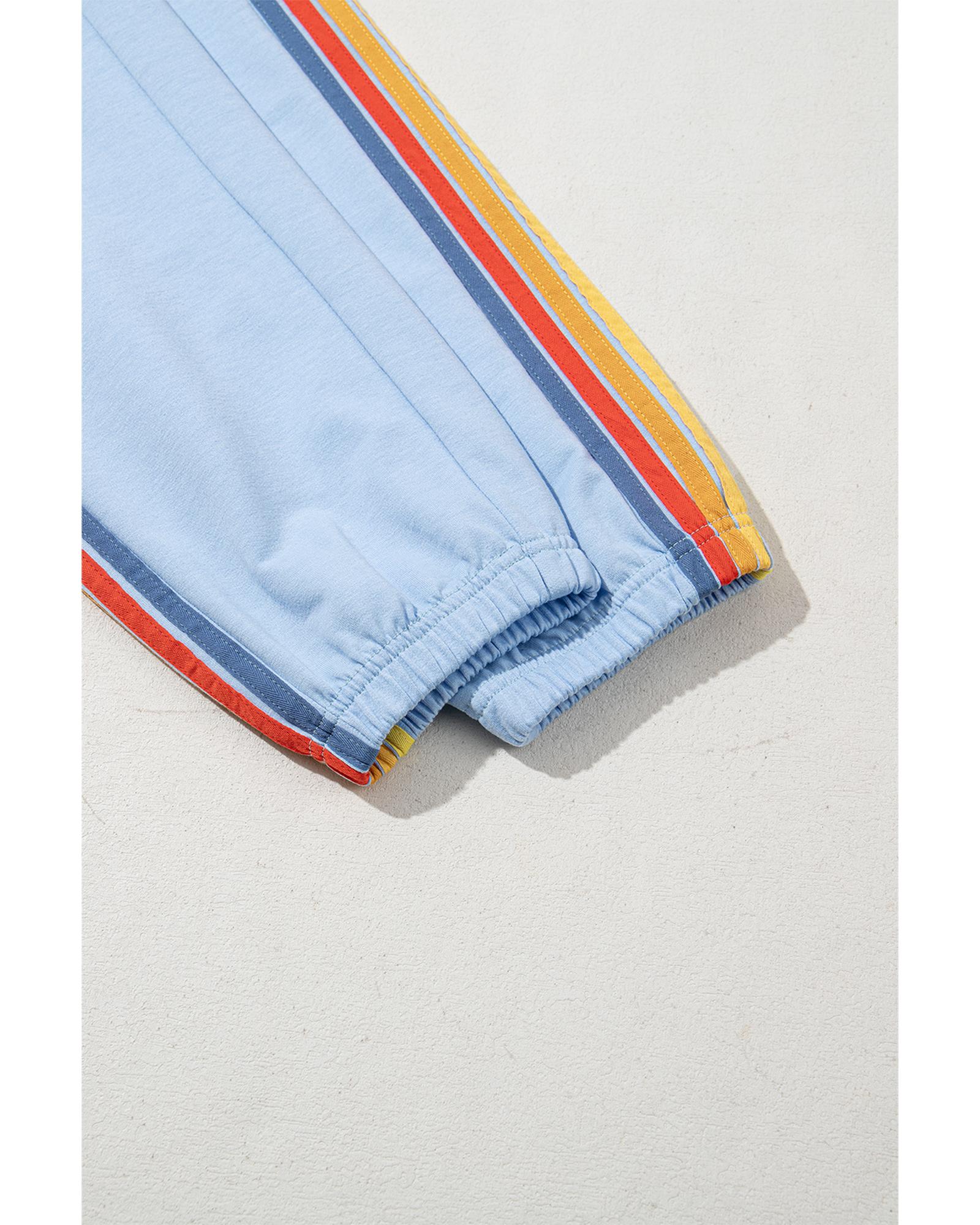 Light Blue Counting Rainbows High Waist Sweatpants - XL