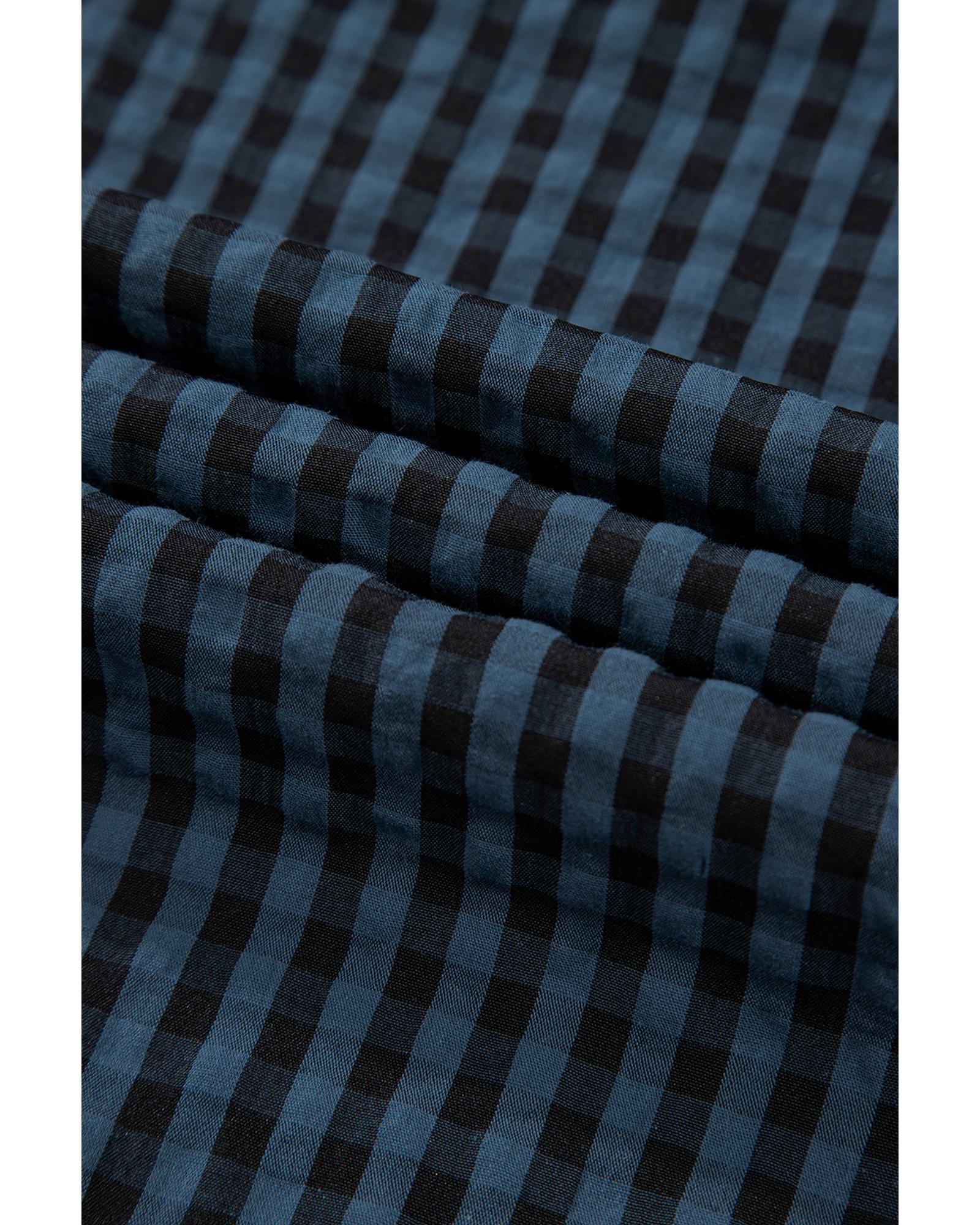 Sail Blue Plaid Print Buttoned Pocketed High Waist Overall - L