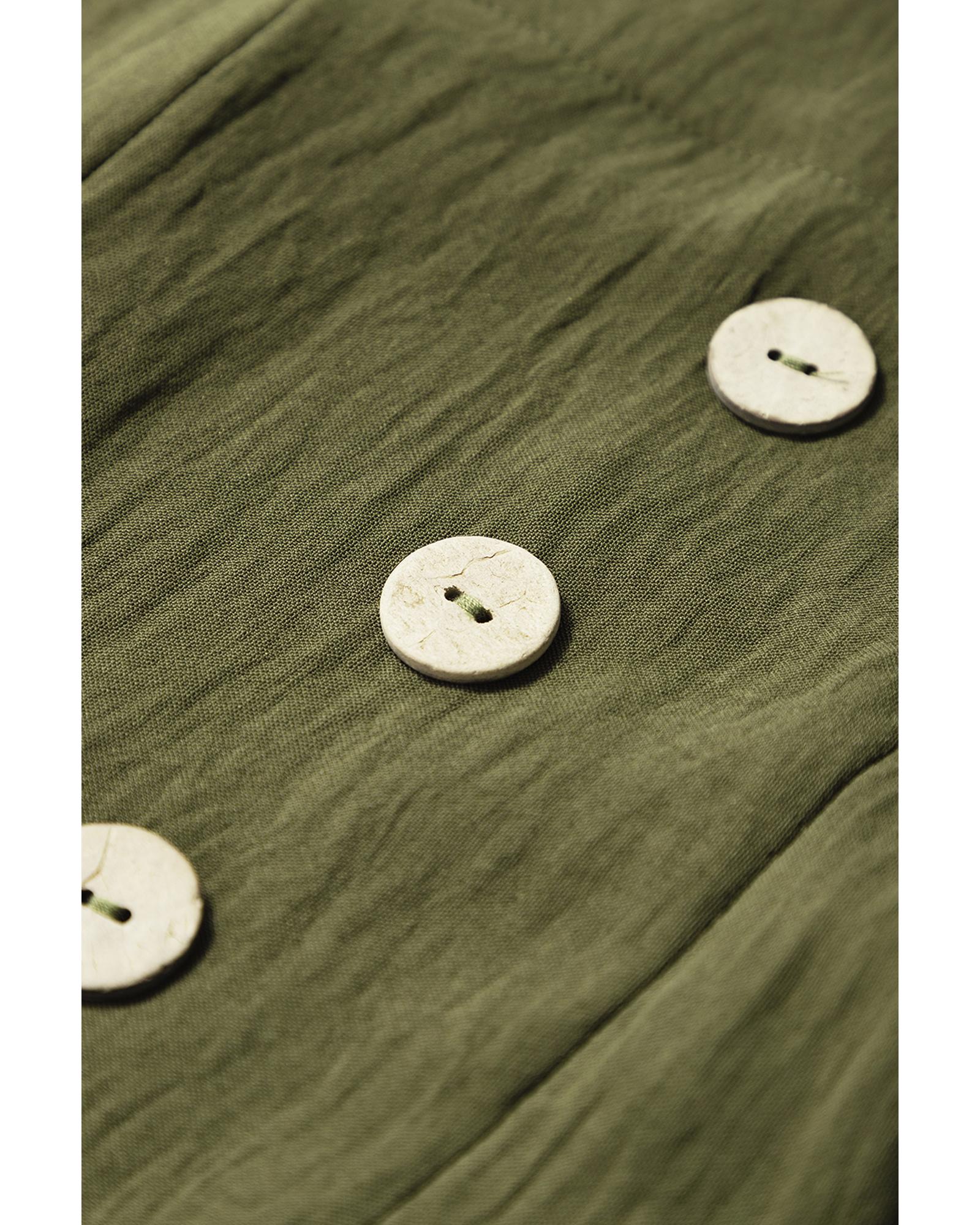Jungle Green Solid Color Buttoned Straight Leg Overall - L