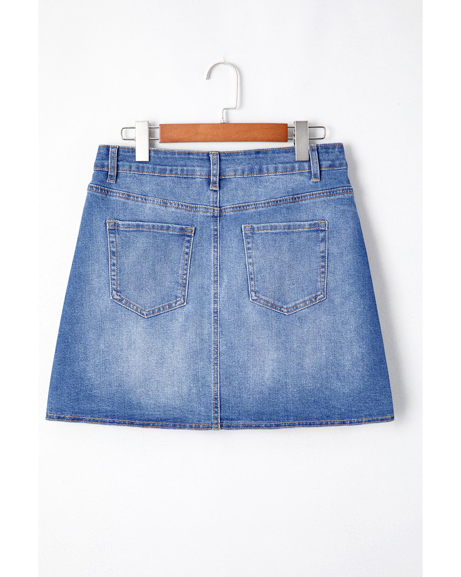 Ashleigh Blue Wrapped Crossed Waist Denim Mini Skirt - M