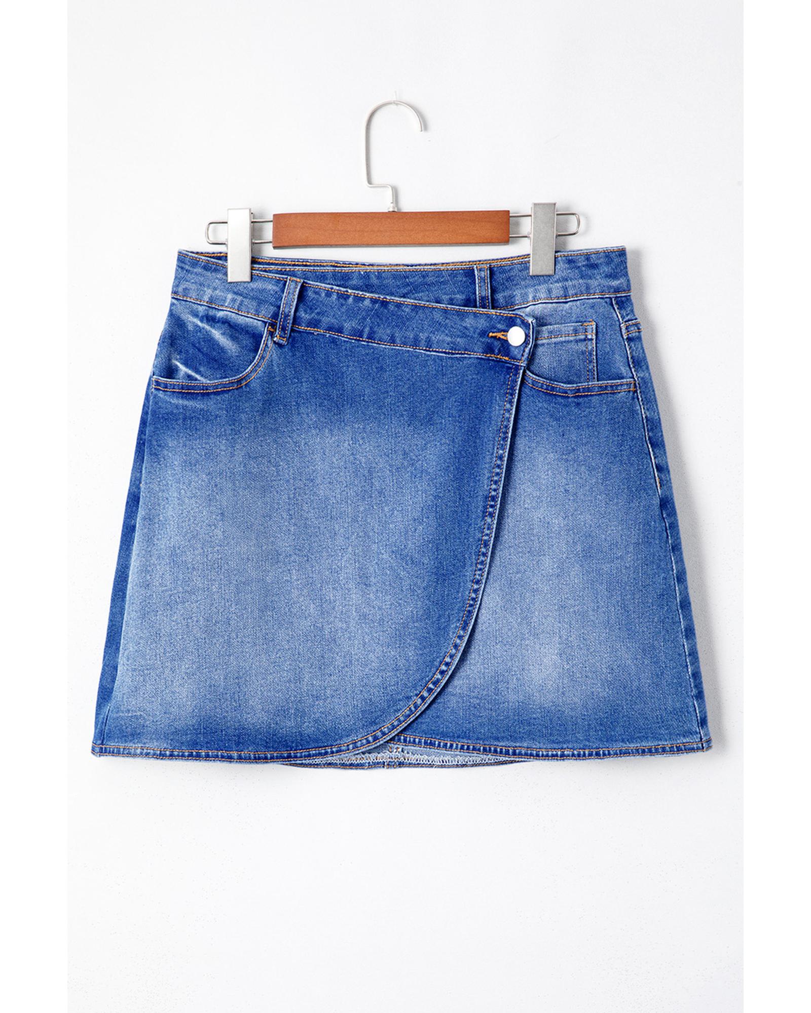 Ashleigh Blue Wrapped Crossed Waist Denim Mini Skirt - XL