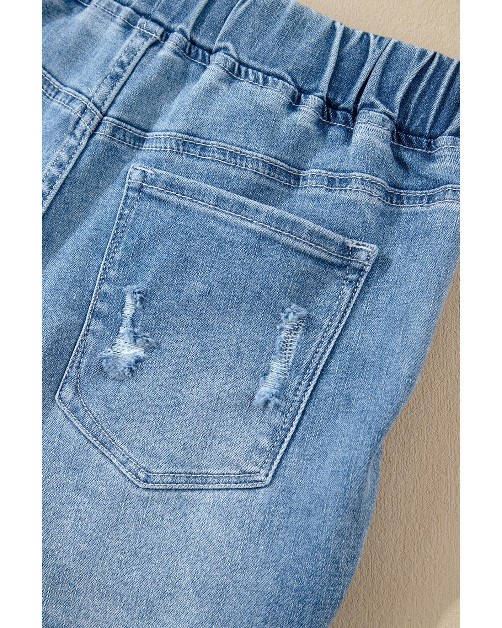 Myosotis Drawstring High Waist Distressed Denim Shorts - 16 US