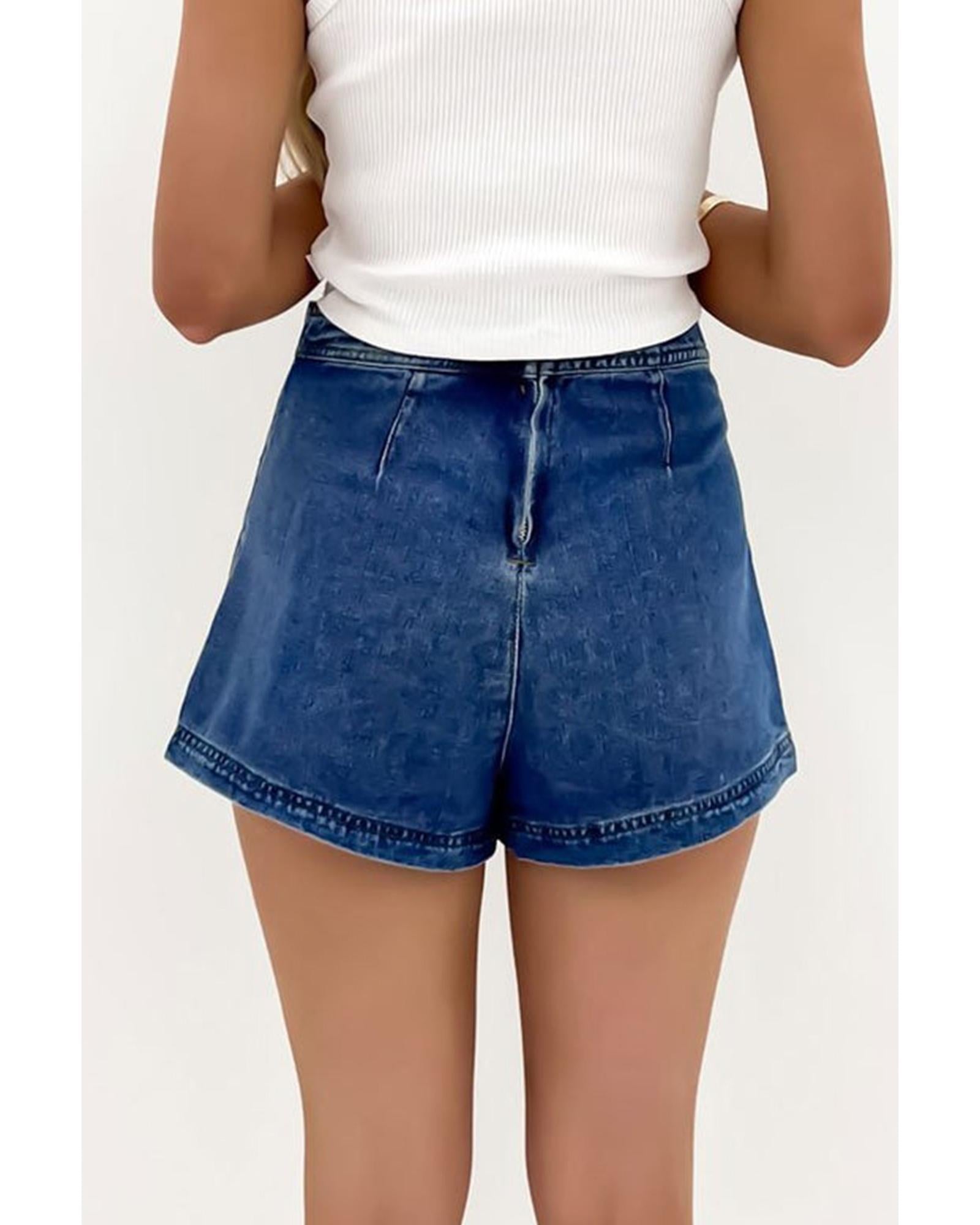 Ashleigh Blue Faux Wrapped Mini Denim Skort - 4 US