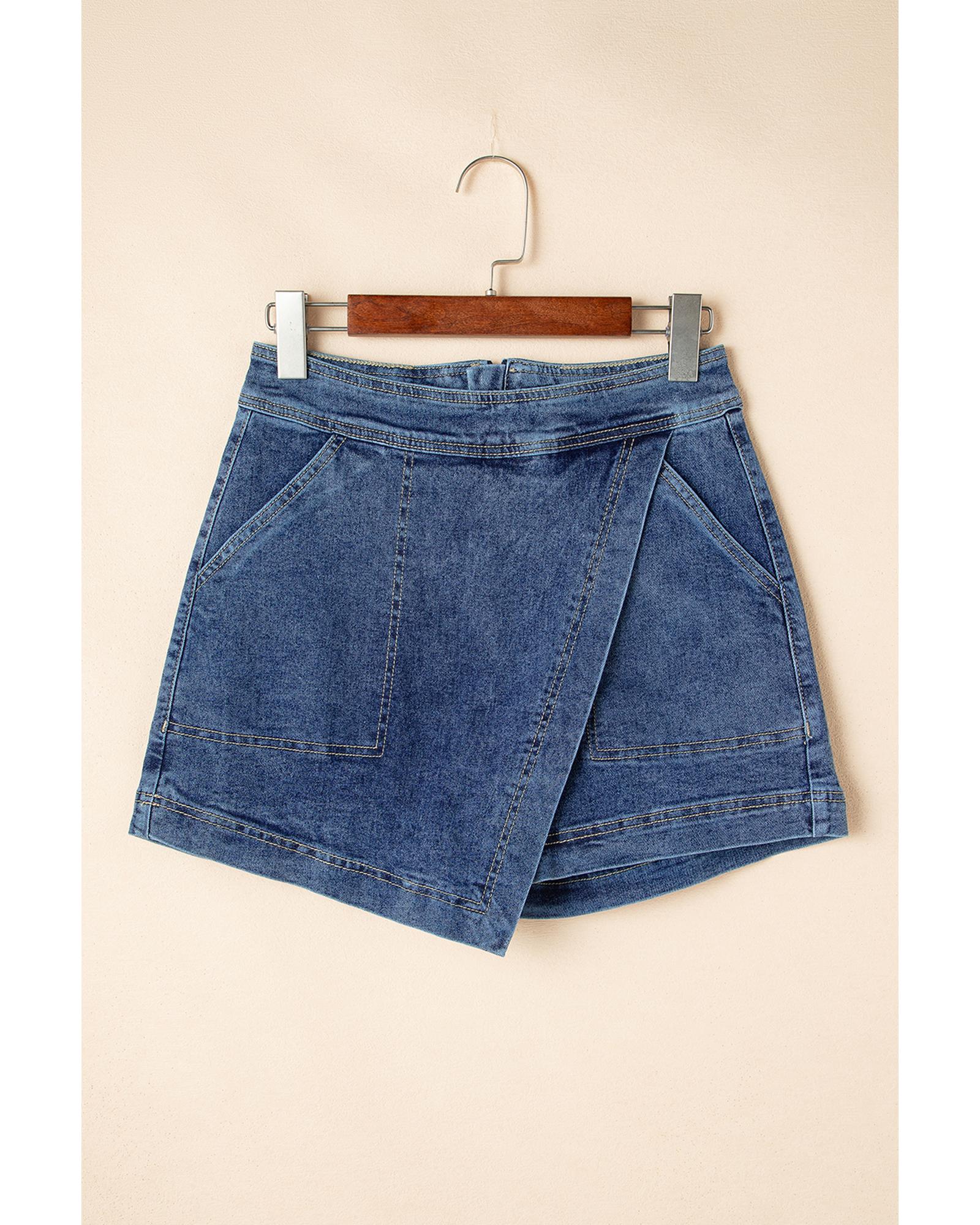 Ashleigh Blue Faux Wrapped Mini Denim Skort - 8 US